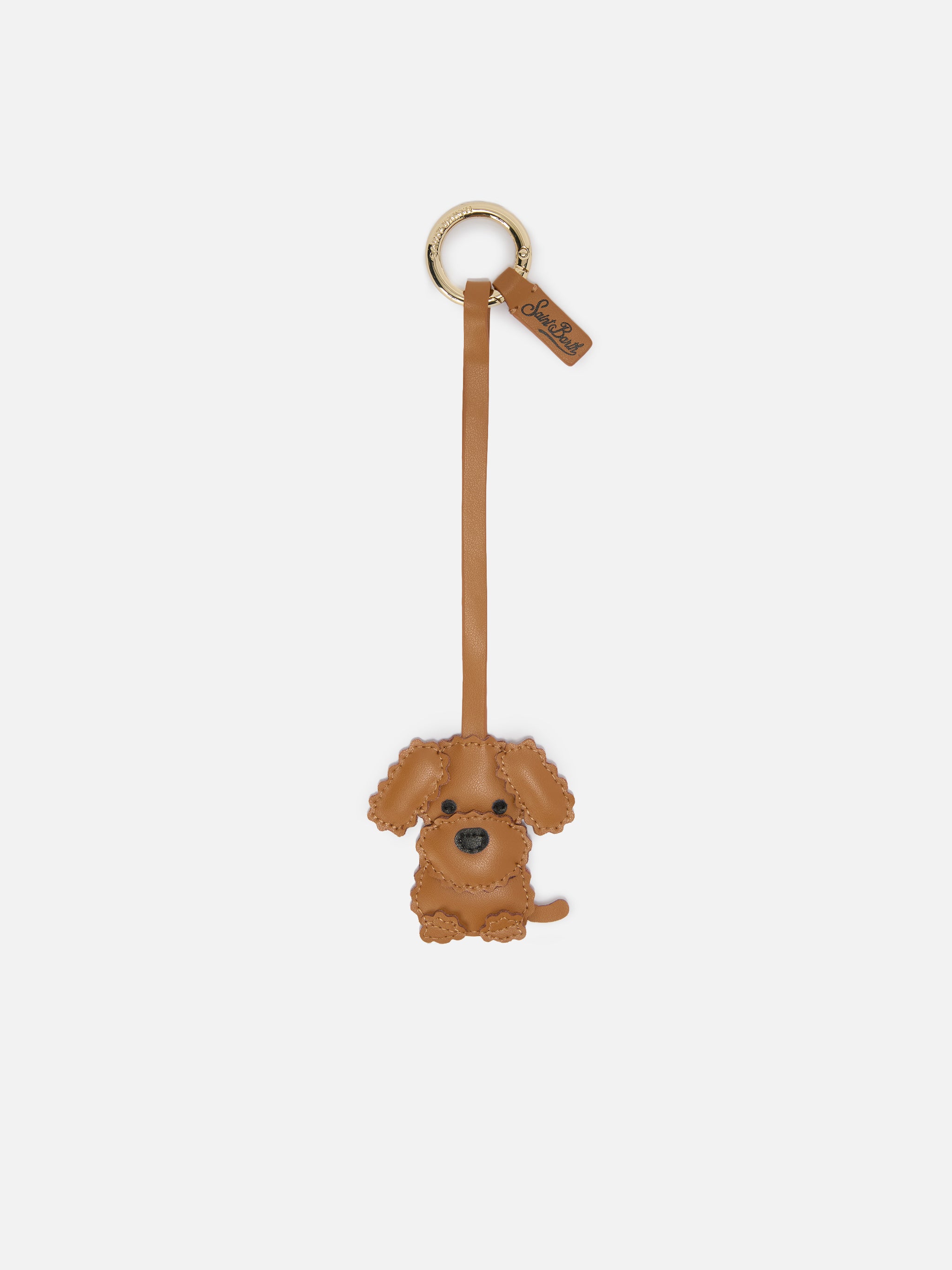 mc2-saint-barth-bag-charm-a-forma-di-cane-in-pelle-marrone-con-targhetta-logo image 1