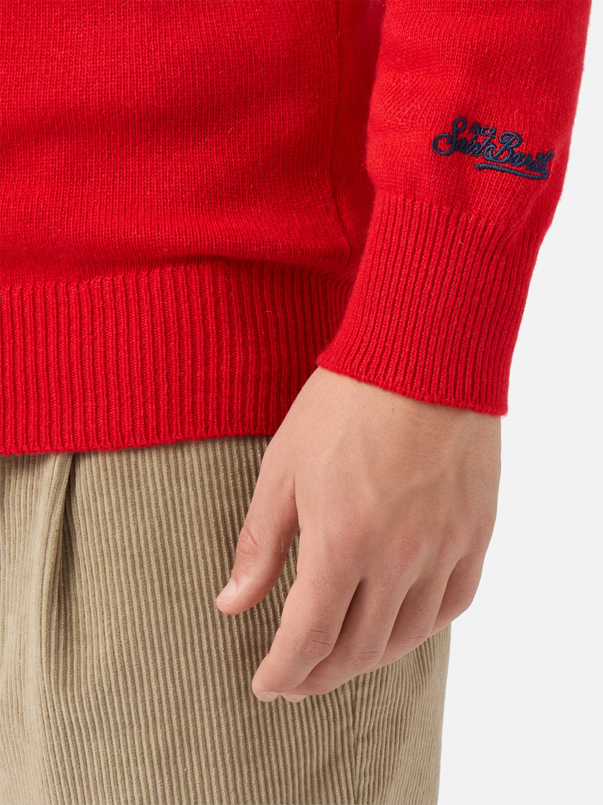 maglione-uomo-mc2-saint-barth-heron-rosso-in-misto-cashmere-con-jacquard-a-natal image 4