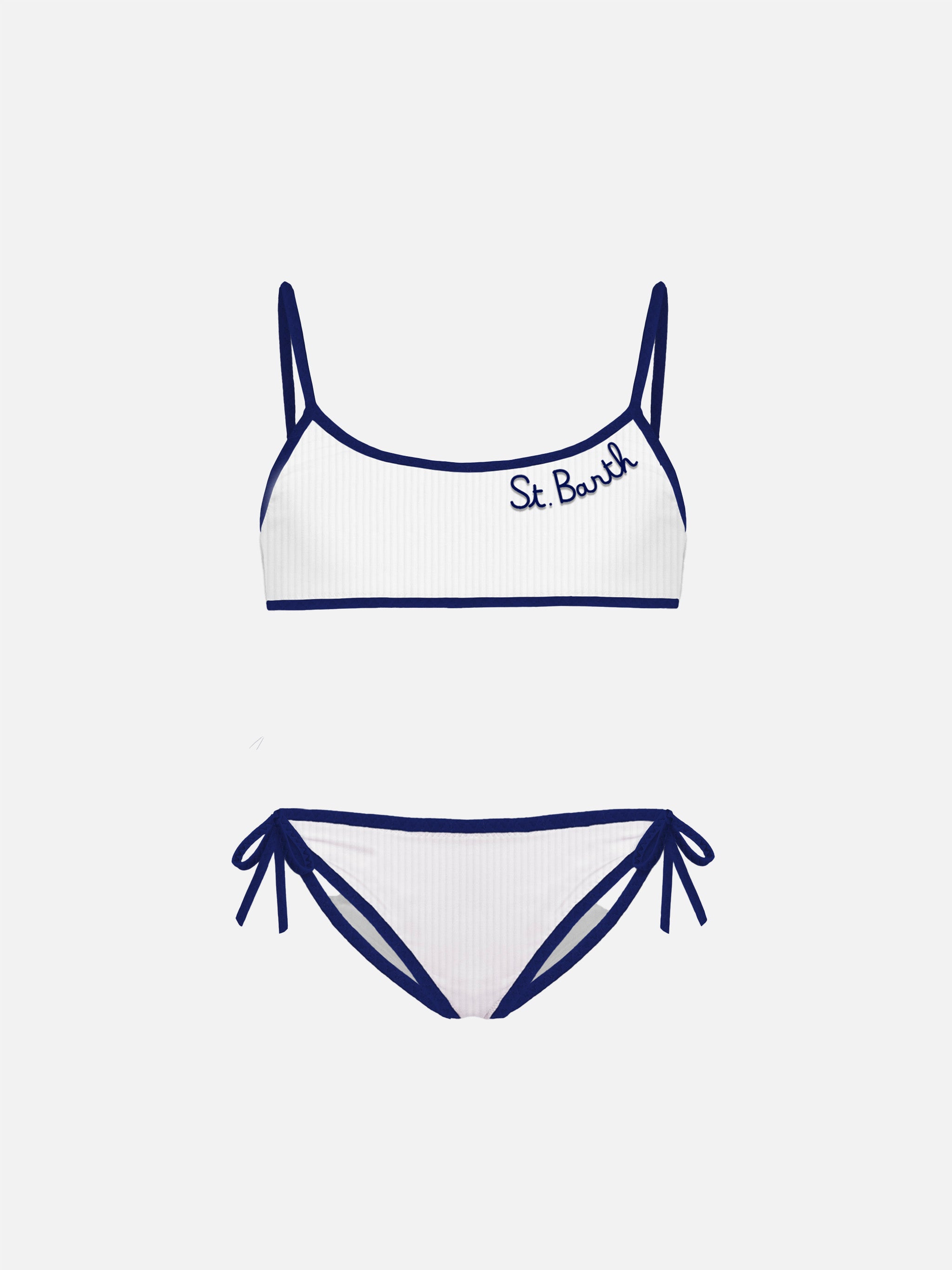 mc2-saint-barth-bikini-bimba-bralette-bianco-con-piping-blu-navy image 1