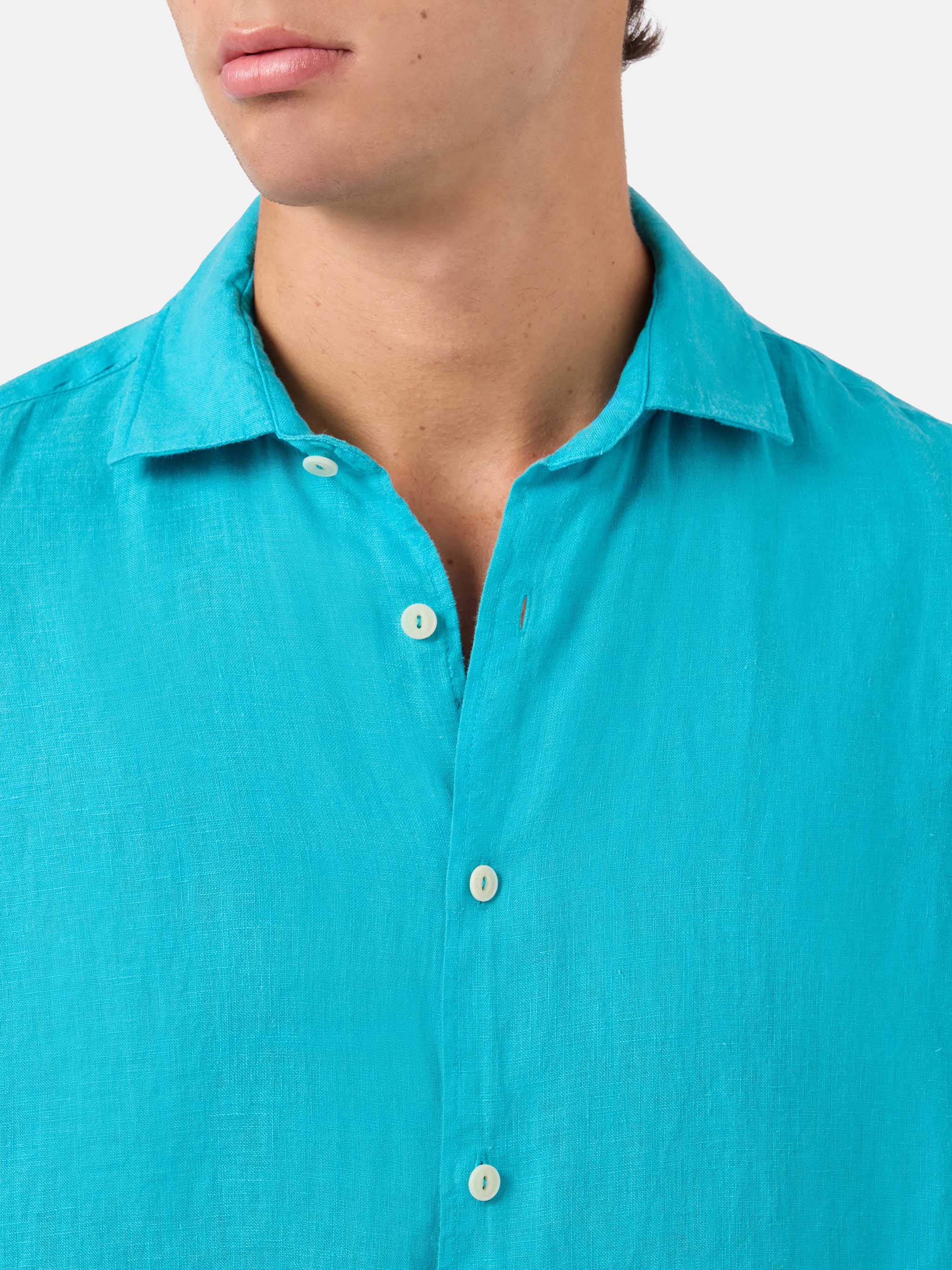 mc2-saint-barth-pamplona-camicia-lino-verde-petrolio-uomo image 2