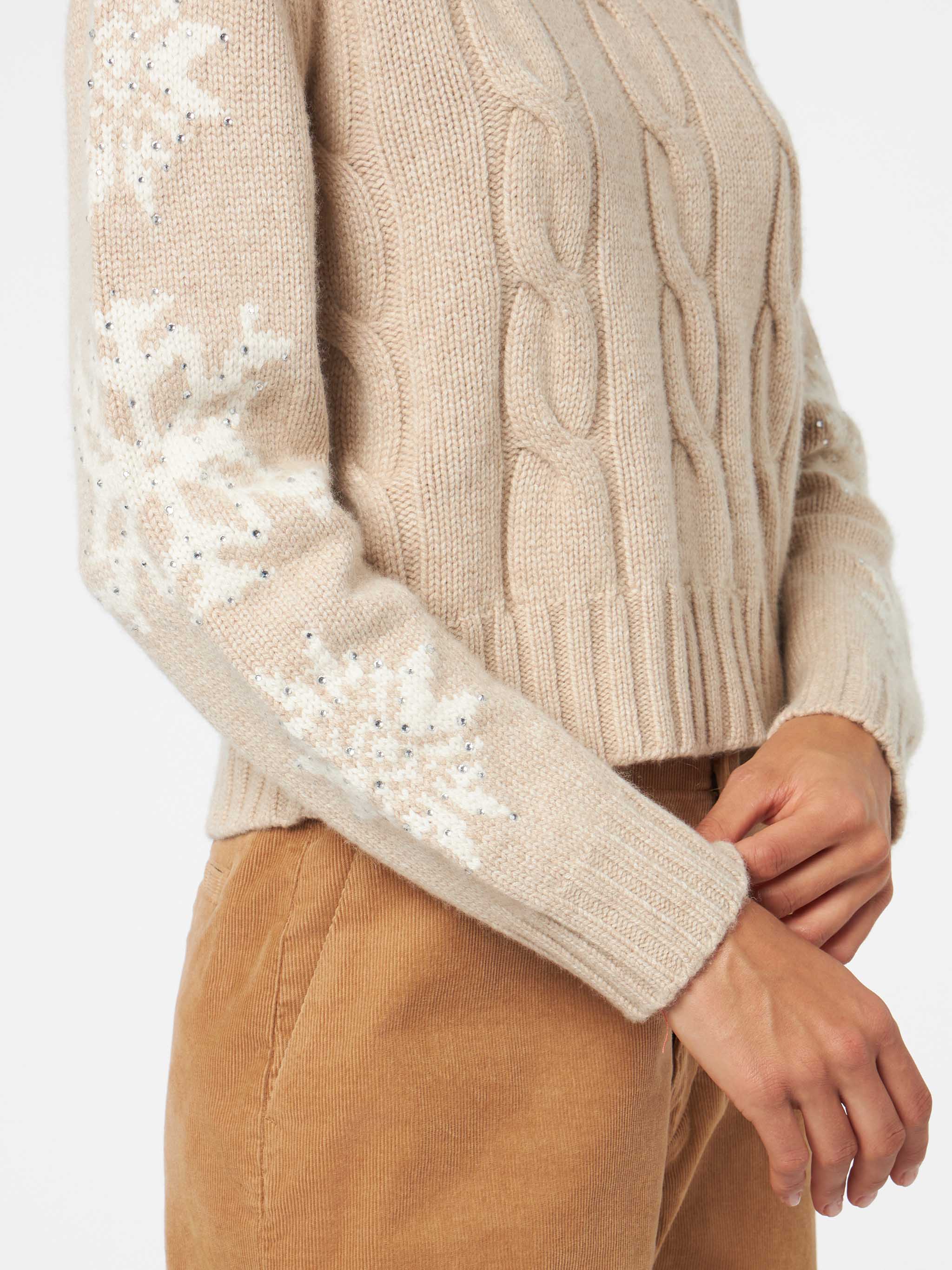mc2-saint-barth-adler-maglia-collo-alto-beige-con-strass image 2