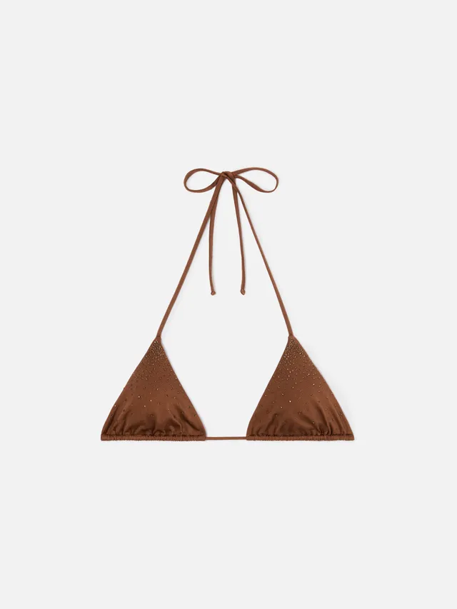 mc2-saint-barth-annabelle-top-bikini-triangolo-marrone-con-strass image 1