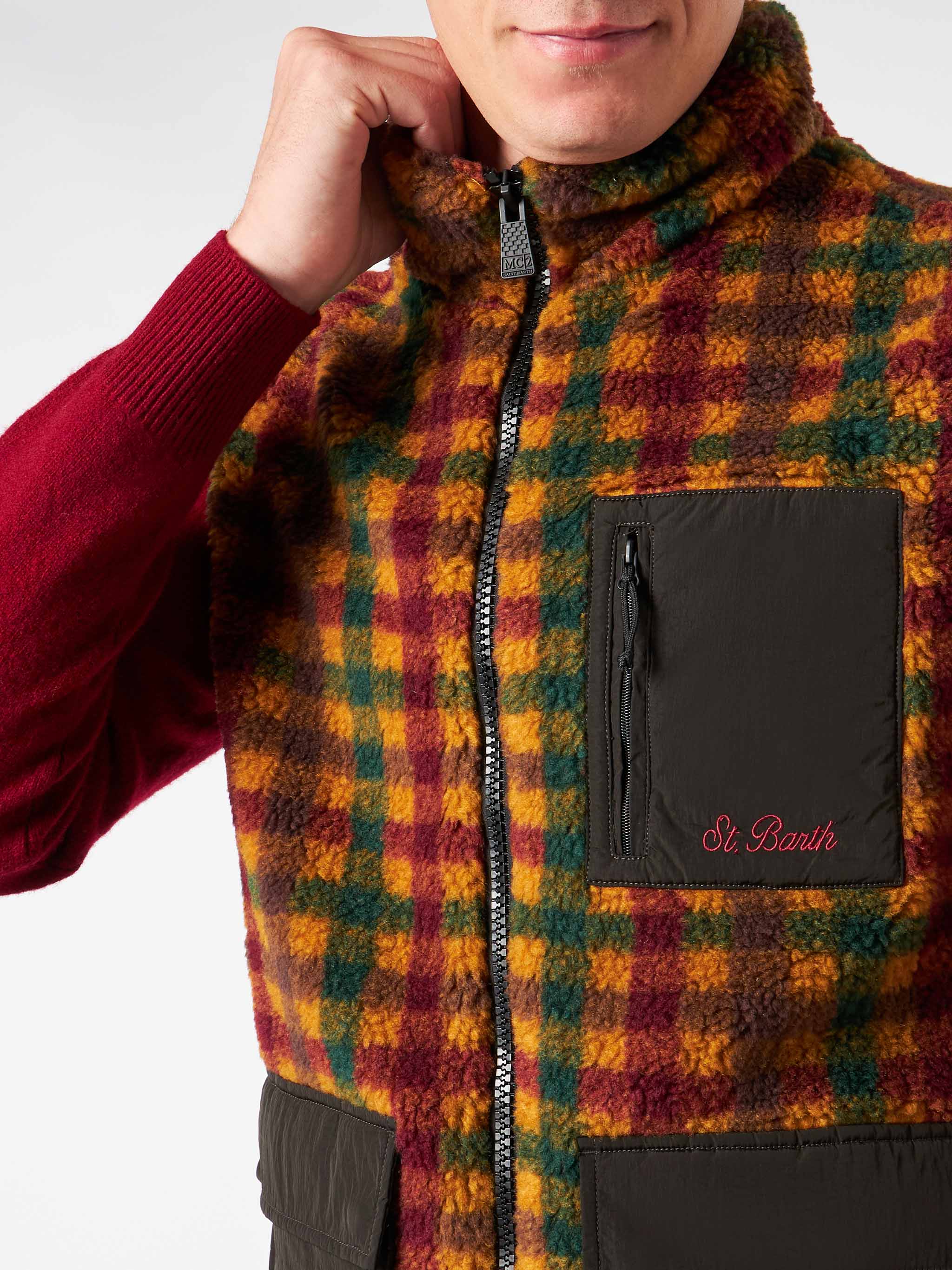 mc2-saint-barth-wanaka-gilet-uomo-sherpa-check-con-tasche image 3
