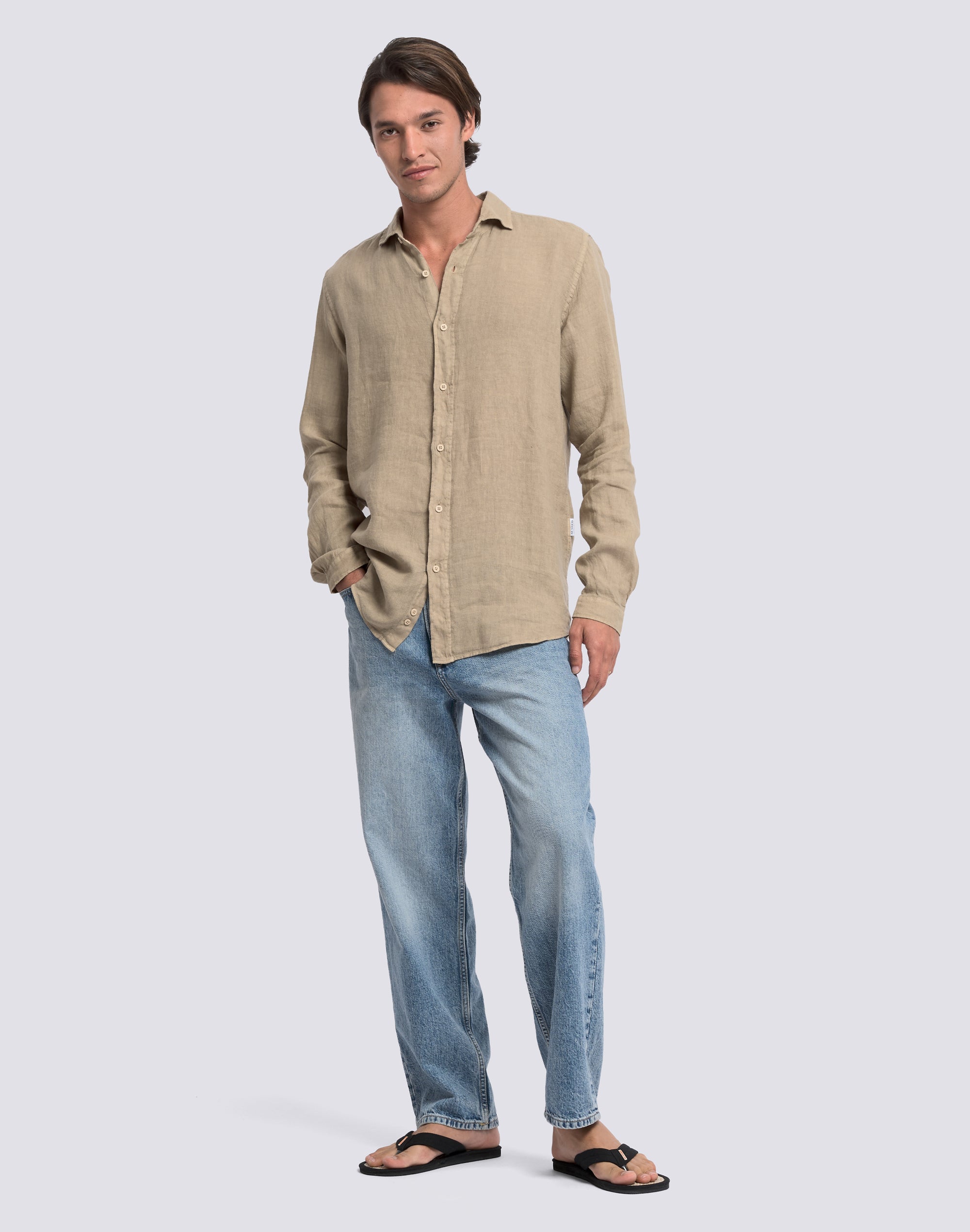 sundek-goldenwave-camicia-uomo-in-lino-tinto-capo-regular image 3