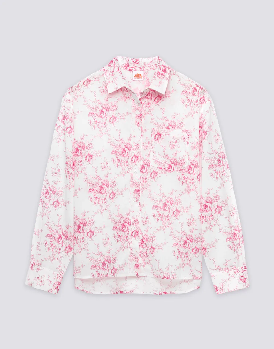 sundek-camicia-donna-a-maniche-lunghe-in-voile-di-cotone-stampa-rose-de-joie image 1