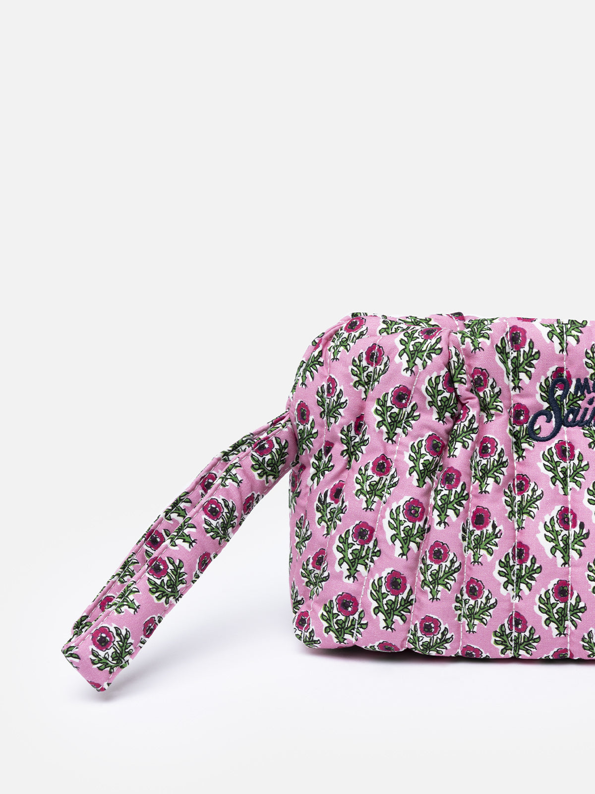 mc2-saint-barth-pochette-piccola-trapuntata-rosa-con-patch-floreale image 3