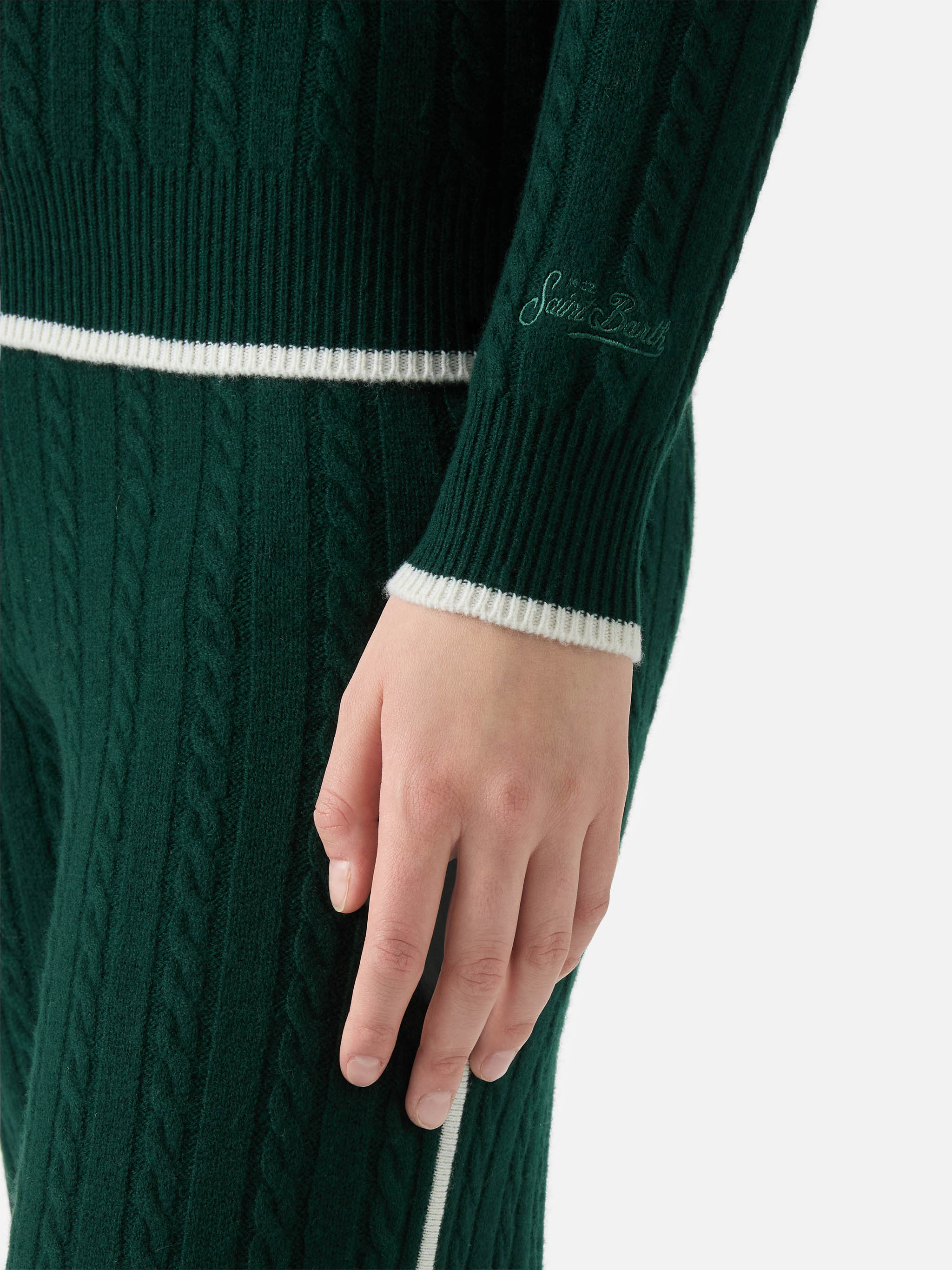 mc2-saint-barth-clichy-polo-trecce-donna-lana-verde-inglese image 5