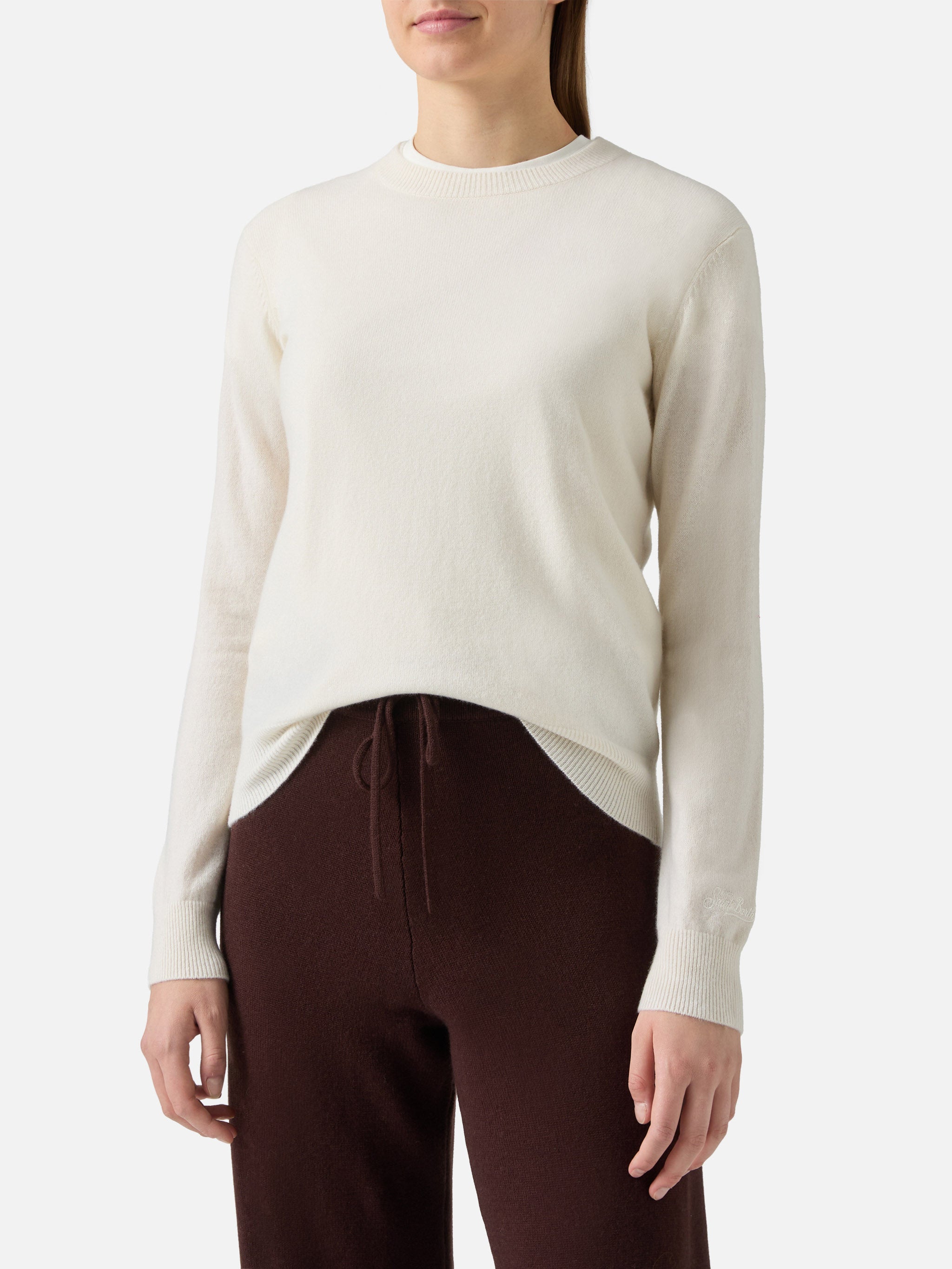 mc2-saint-barth-sorbonne-maglione-donna-in-100-cashmere-bianco image 1