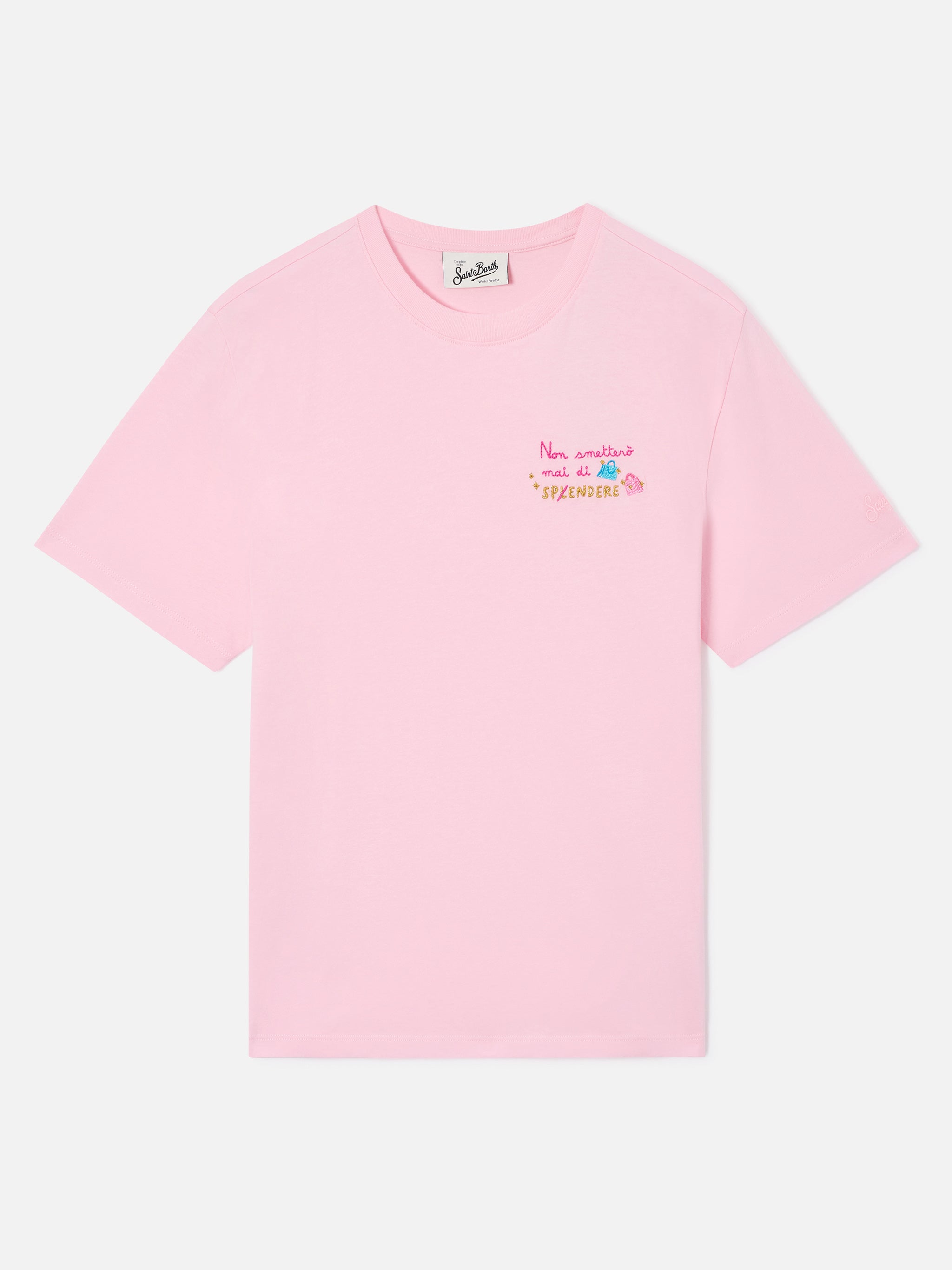 mc2-saint-barth-emilie-t-shirt-donna-rosa-cotone-organico-ricamo-non-spendere image 1