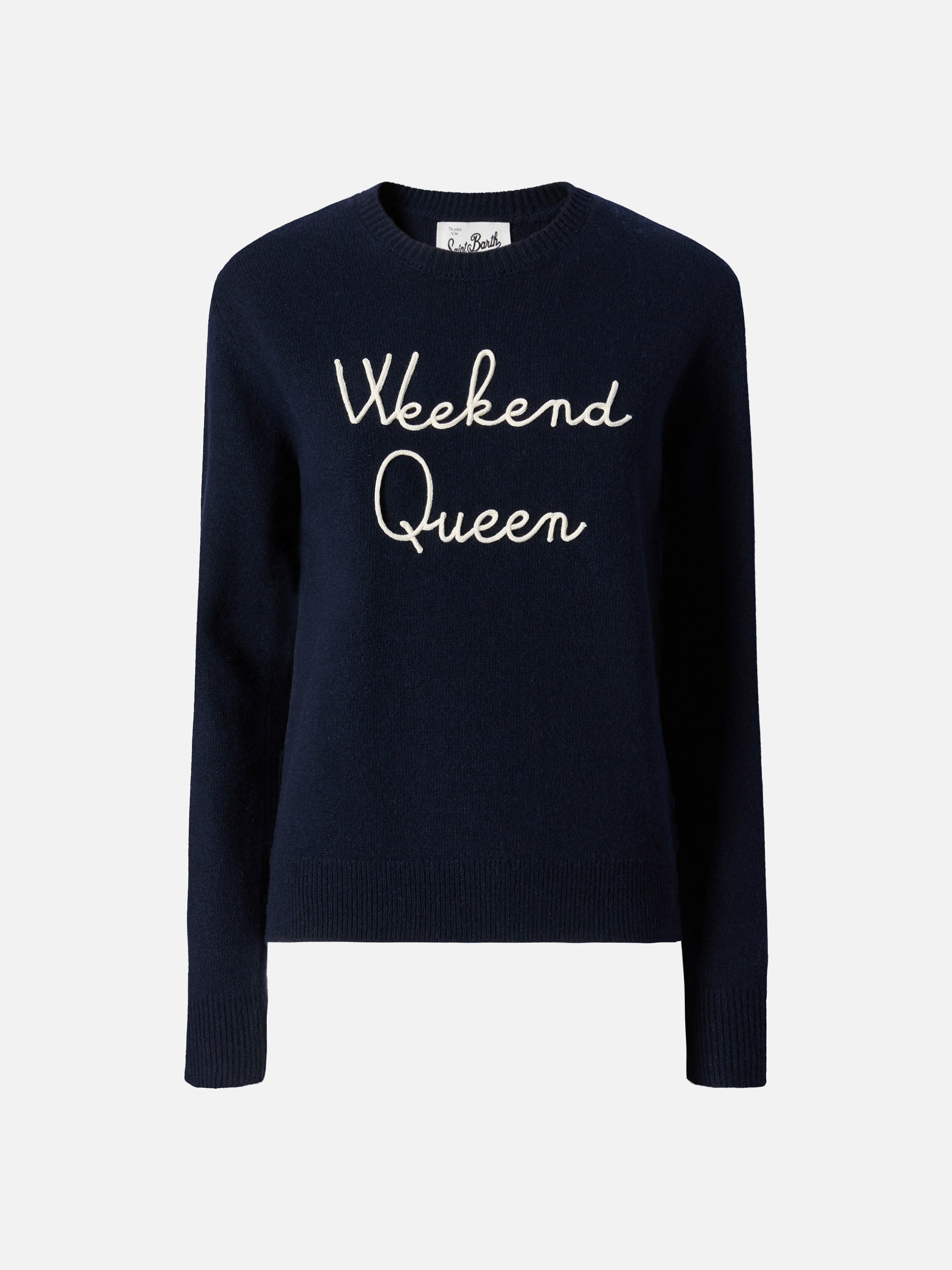 mc2-saint-barth-maglione-new-queen-donna-blu-misto-cashmere-ricamo-weekend-queen image 5