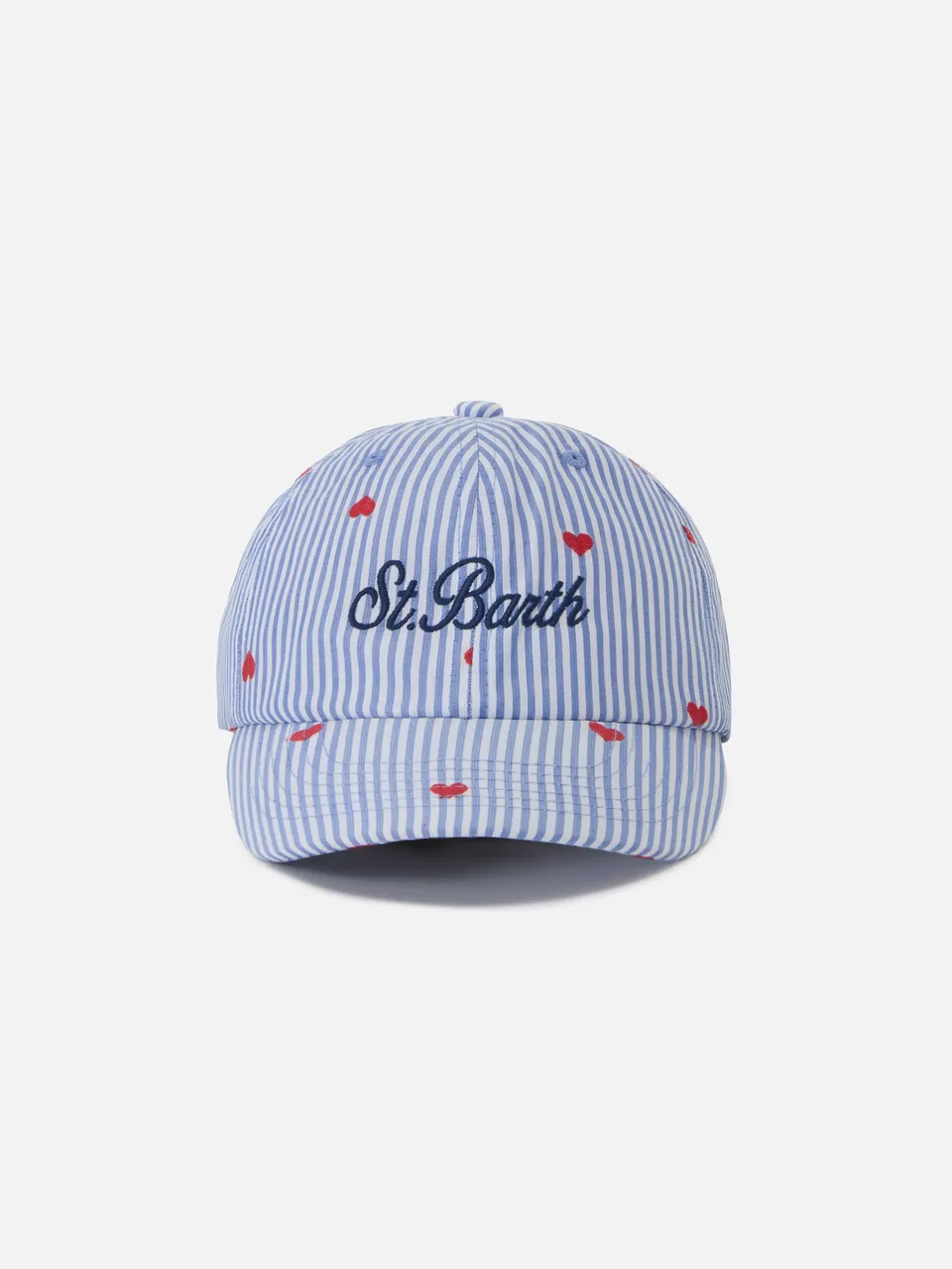 mc2-saint-barth-cappellino-baseball-per-bambino-con-visiera-in-cotone-a-righe-az image 1