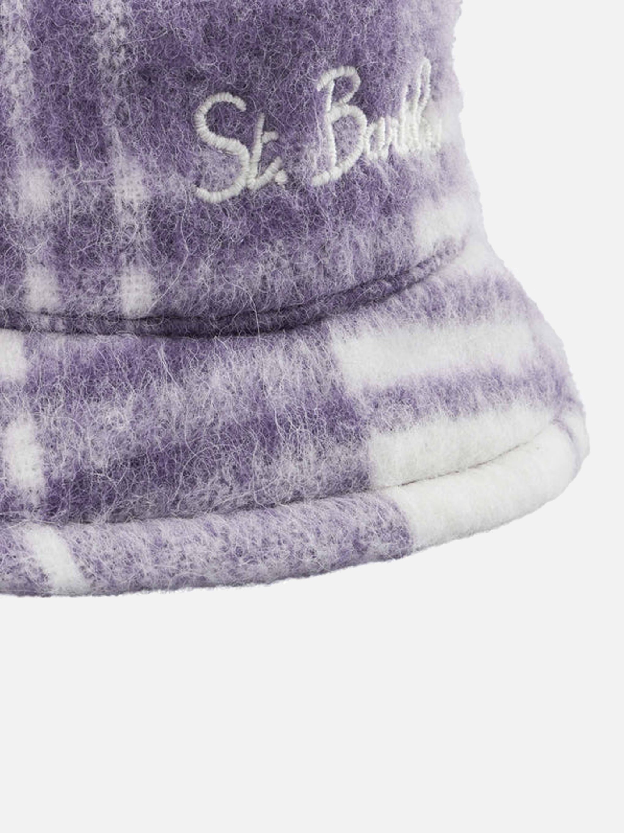 mc2-saint-barth-cappello-bucket-jude-in-tessuto-con-stampa-tartan-bianco-e-lilla image 2
