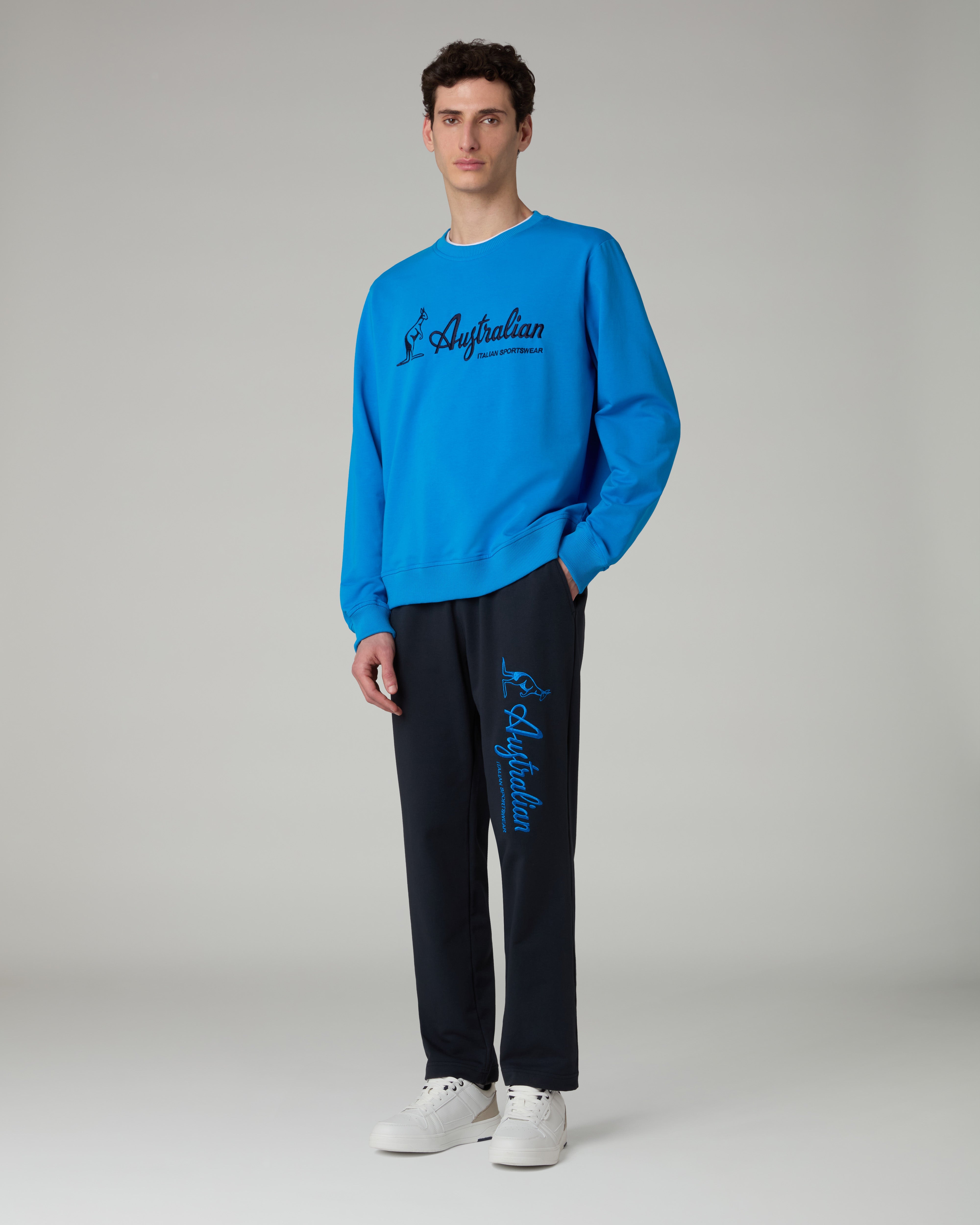 australian-felpa-girocollo-statement-logo-essential-blu-capri image 2