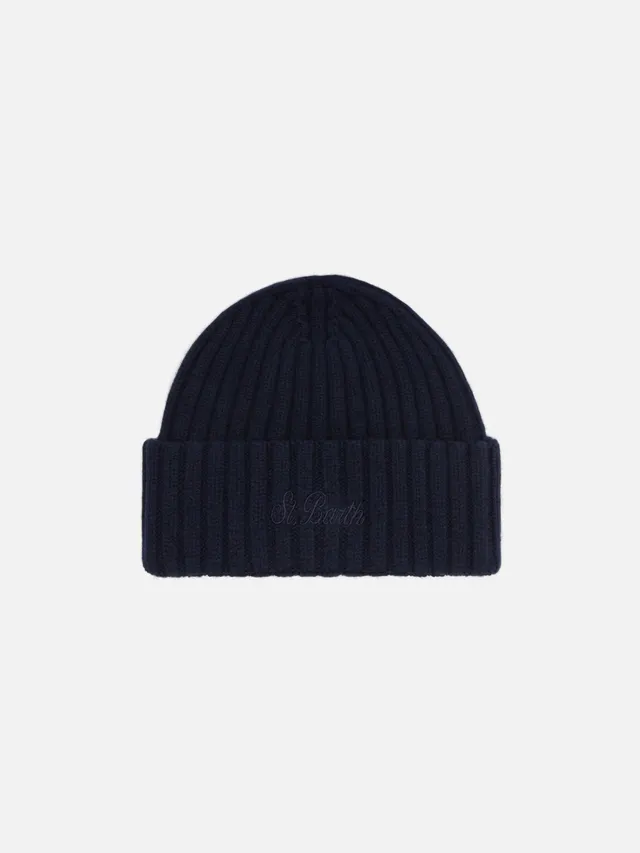 mc2-saint-barth-berretto-wengen-unisex-blu-notte-100-lana-con-risvolto image 1