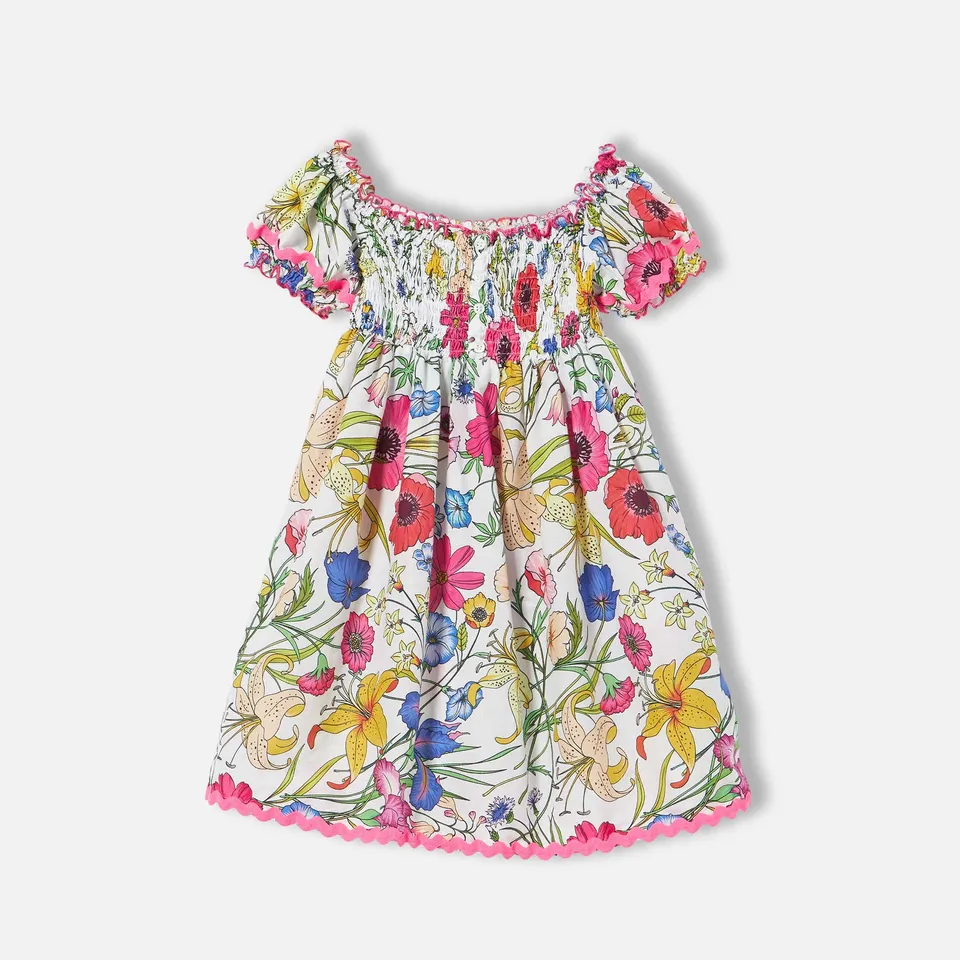 mc2-saint-barth-abito-bambina-maniche-a-sbuffo-stampa-fiori-bianco image 1