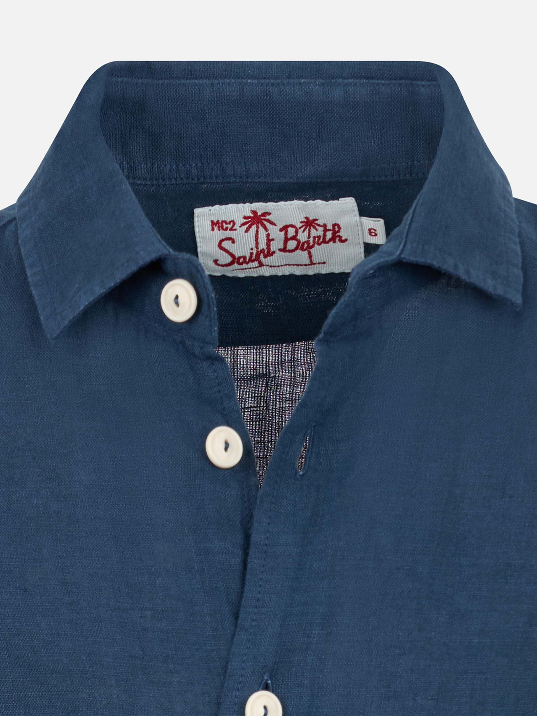 mc2-saint-barth-agnes-camicia-bambino-lino-blu-navy image 3