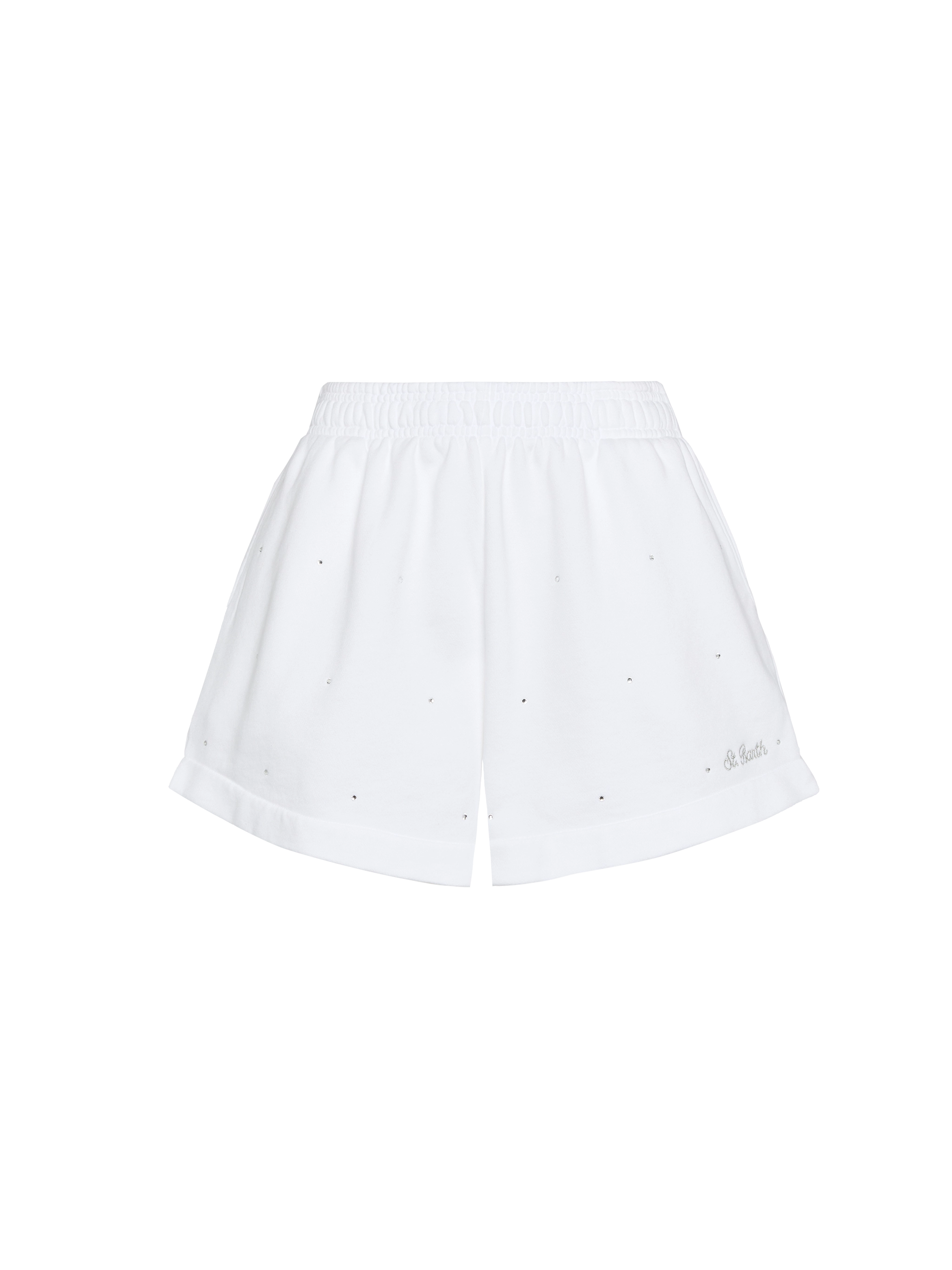 mc2-saint-barth-cate-light-shorts-in-cotone-bianco-con-strass image 5