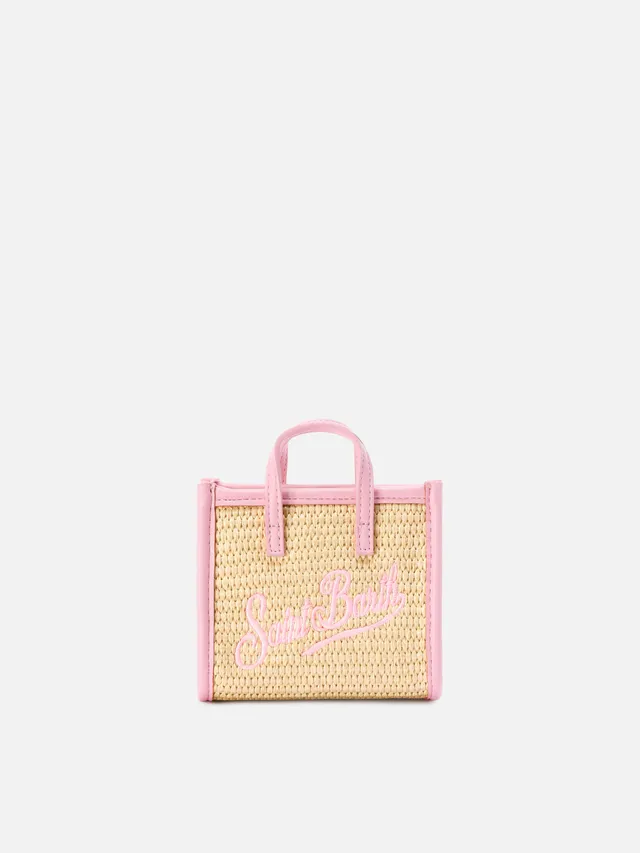 mc2-saint-barth-borsa-vivian-micro-in-tessuto-effetto-raffia-rosa-con-logo-ricam image 1