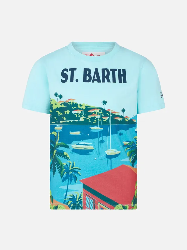 mc2-saint-barth-t-shirt-bambino-cotone-stampa-cartolina-verde-acqua image 1