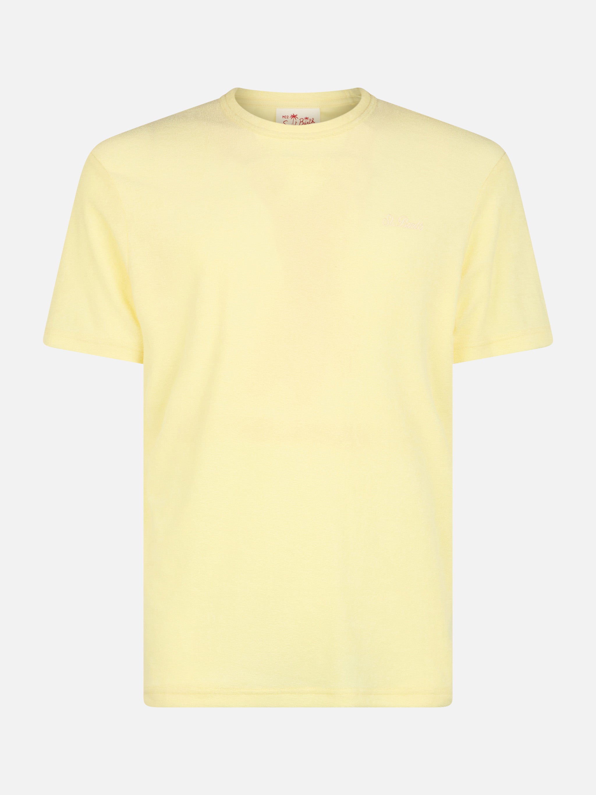 mc2-saint-barth-gary-t-shirt-uomo-gialla-effetto-spugna-con-ricamo-logo image 1