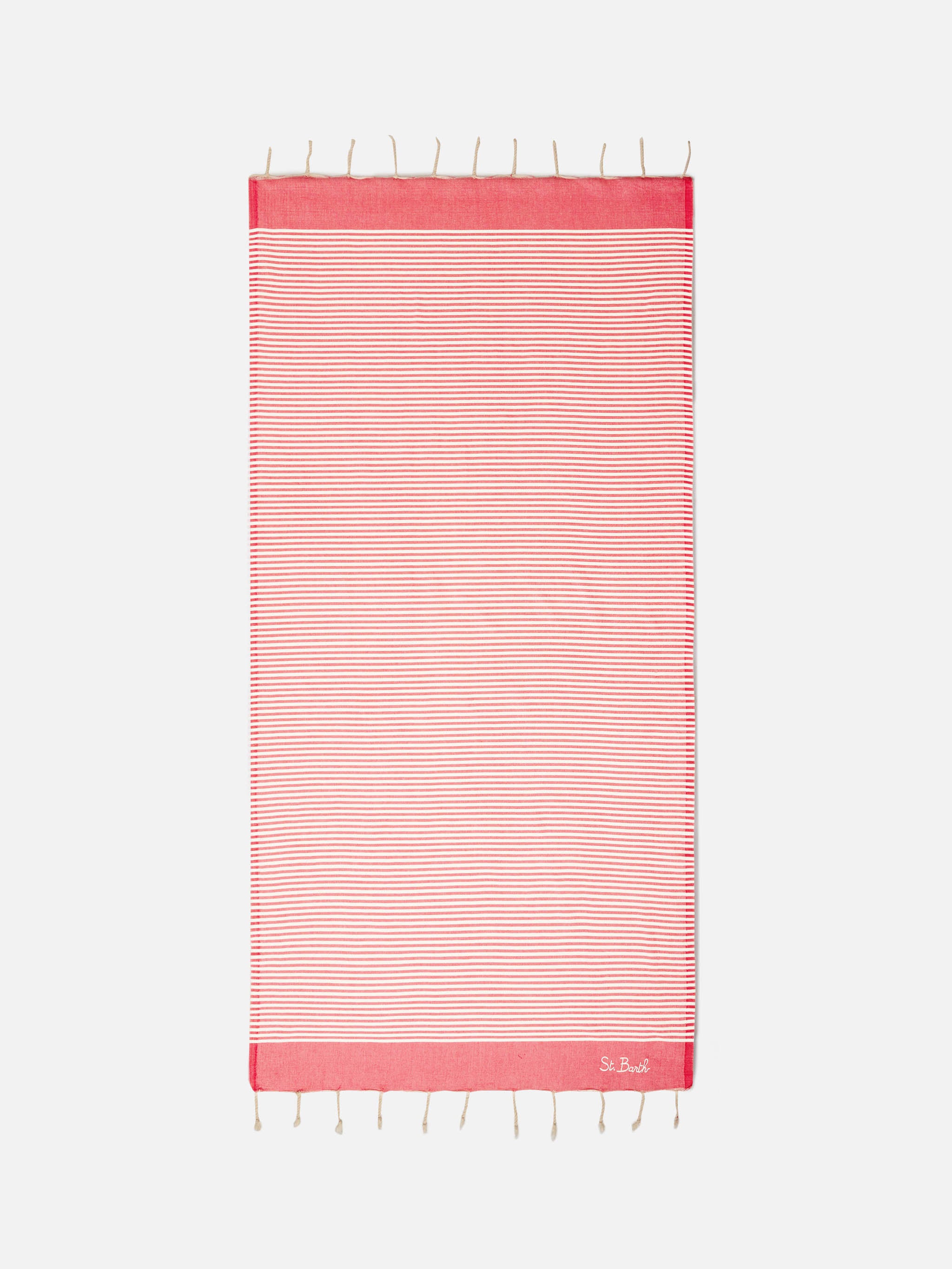 mc2-saint-barth-foutas-telo-mare-a-righe-piccole-rosso-e-bianco-in-cotone-jacqua image 1