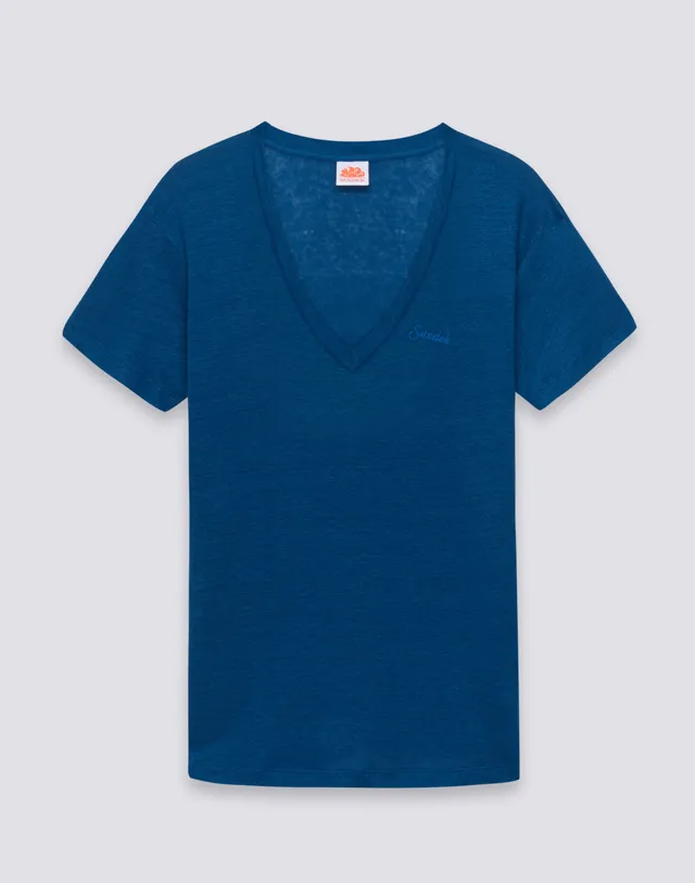 sundek-t-shirt-donna-mezze-maniche-in-lino image 1