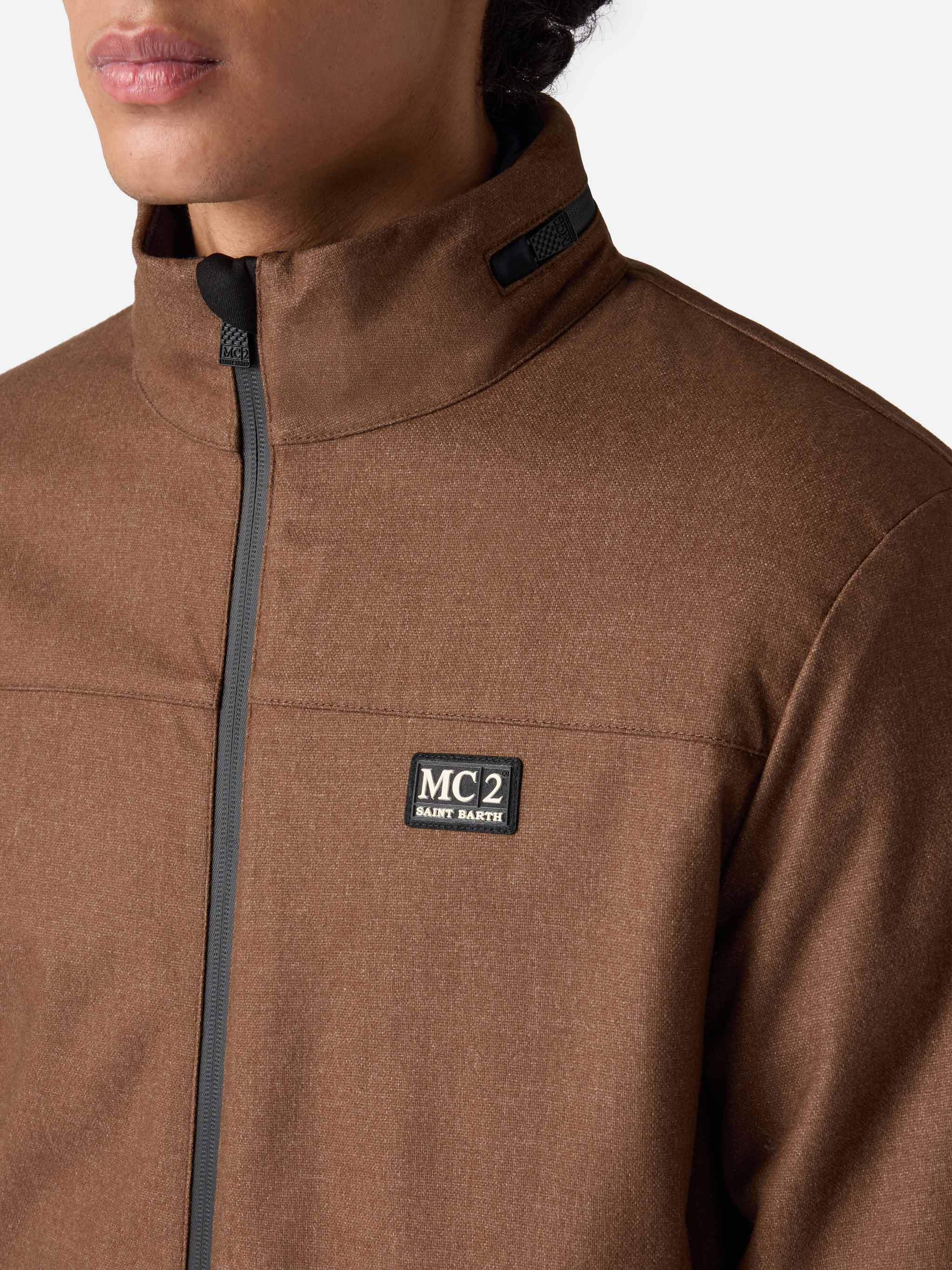 mc2-saint-barth-country-giubbotto-bomber-uomo-in-lana-marrone-con-fodera-in-tedd image 3