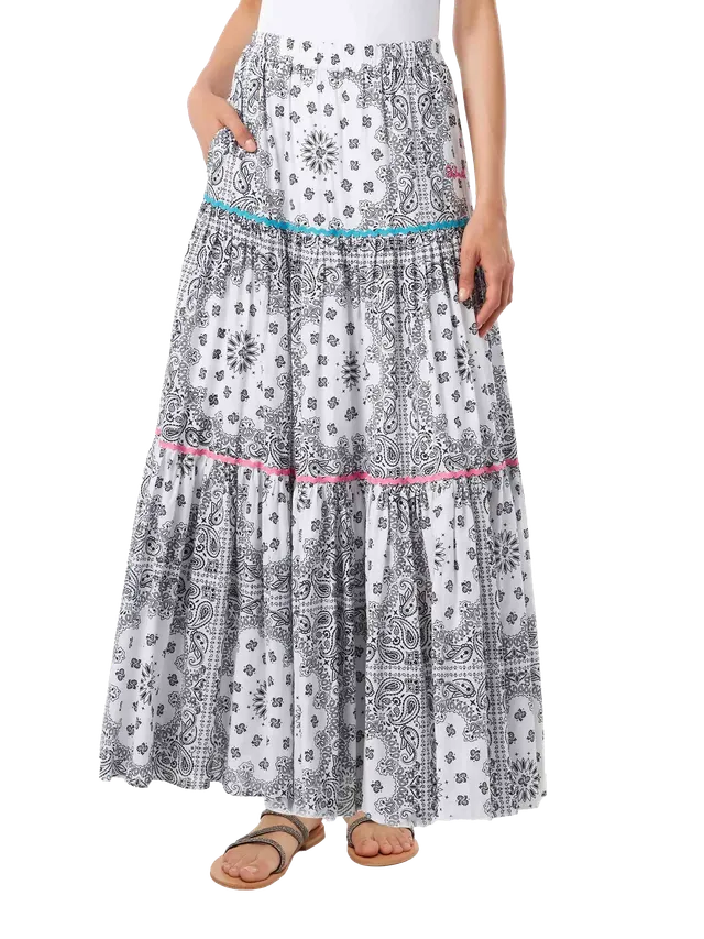 mc2-saint-barth-eloise-gonna-lunga-donna-cotone-stampa-bandana-bianca image 1