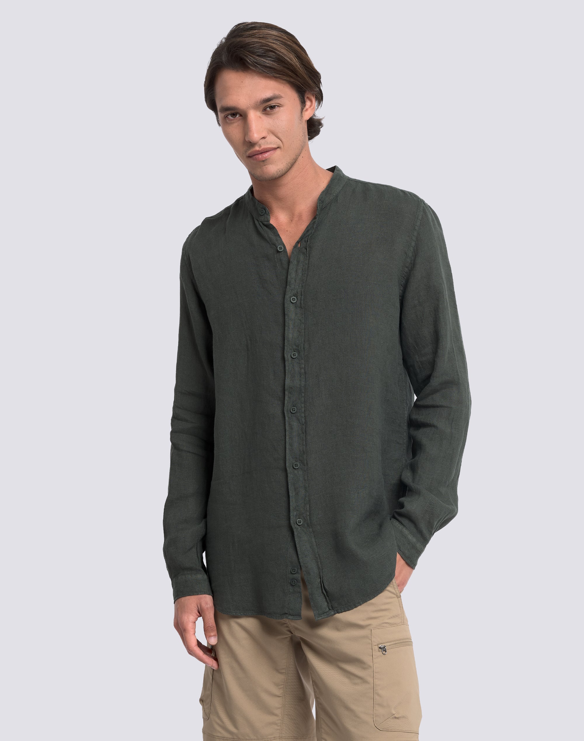 sundek-camicia-uomo-alla-coreana-in-lino-tinto-capo image 4