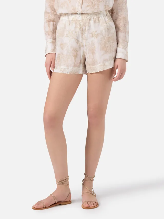 mc2-saint-barth-shorts-meave-donna-in-ramie-beige-con-stampa-toile-de-jouy image 1