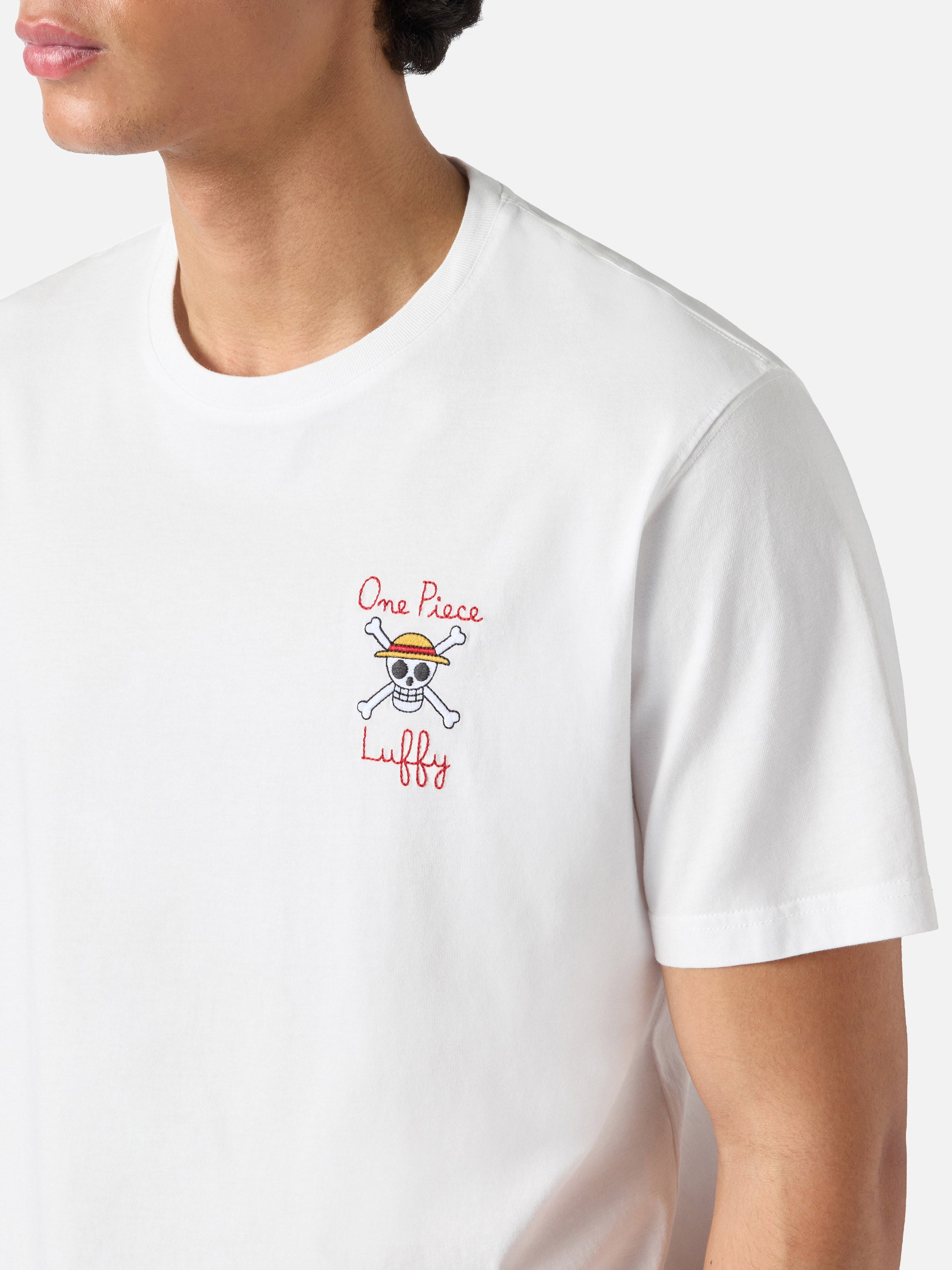 mc2-saint-barth-portland-t-shirt-uomo-bianca-cotone-one-piece-luffy-special-edit image 2