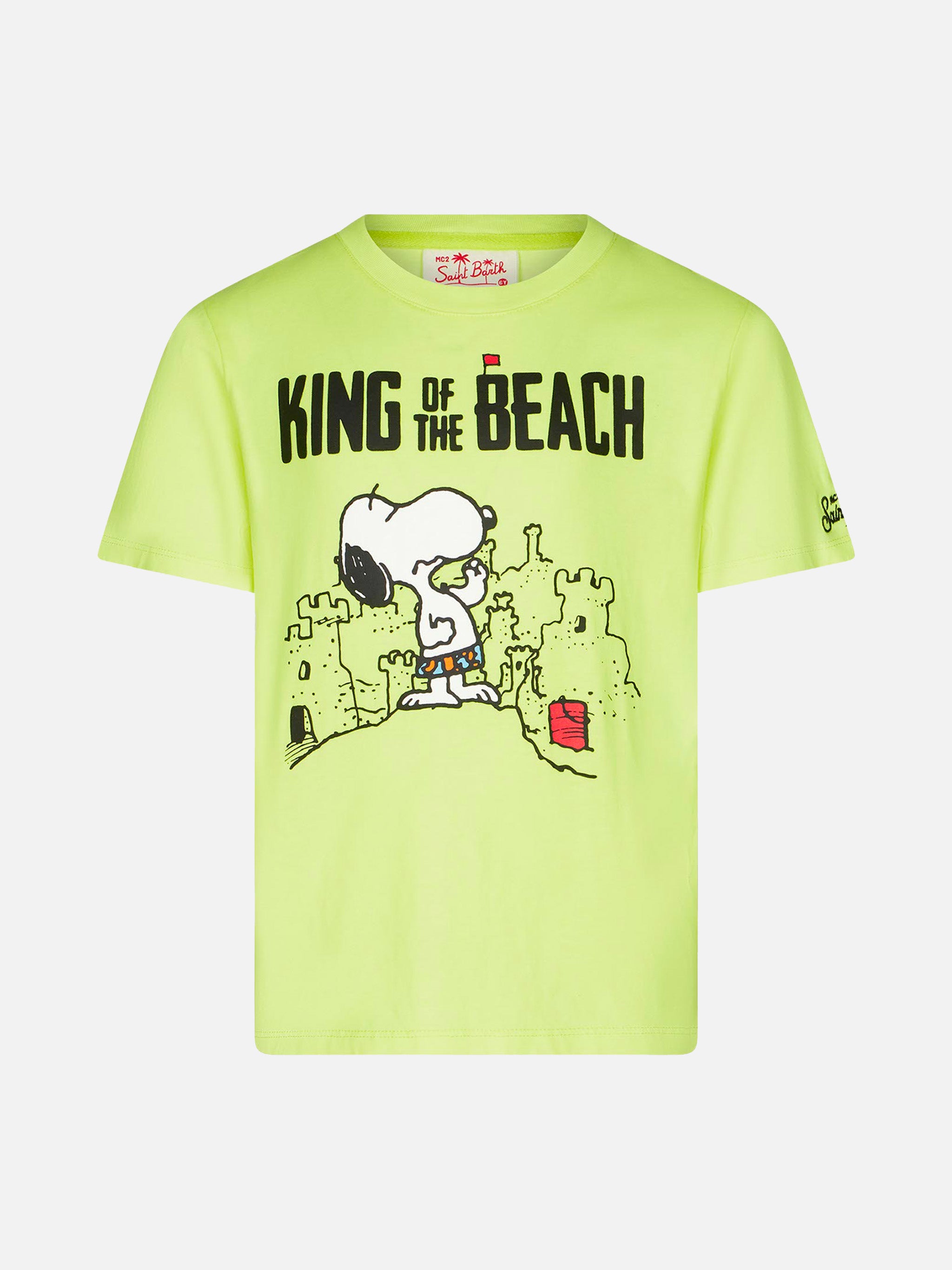 mc2-saint-barth-tsh0001-t-shirt-bambino-snoopy-king-of-the-beach-gialla image 1