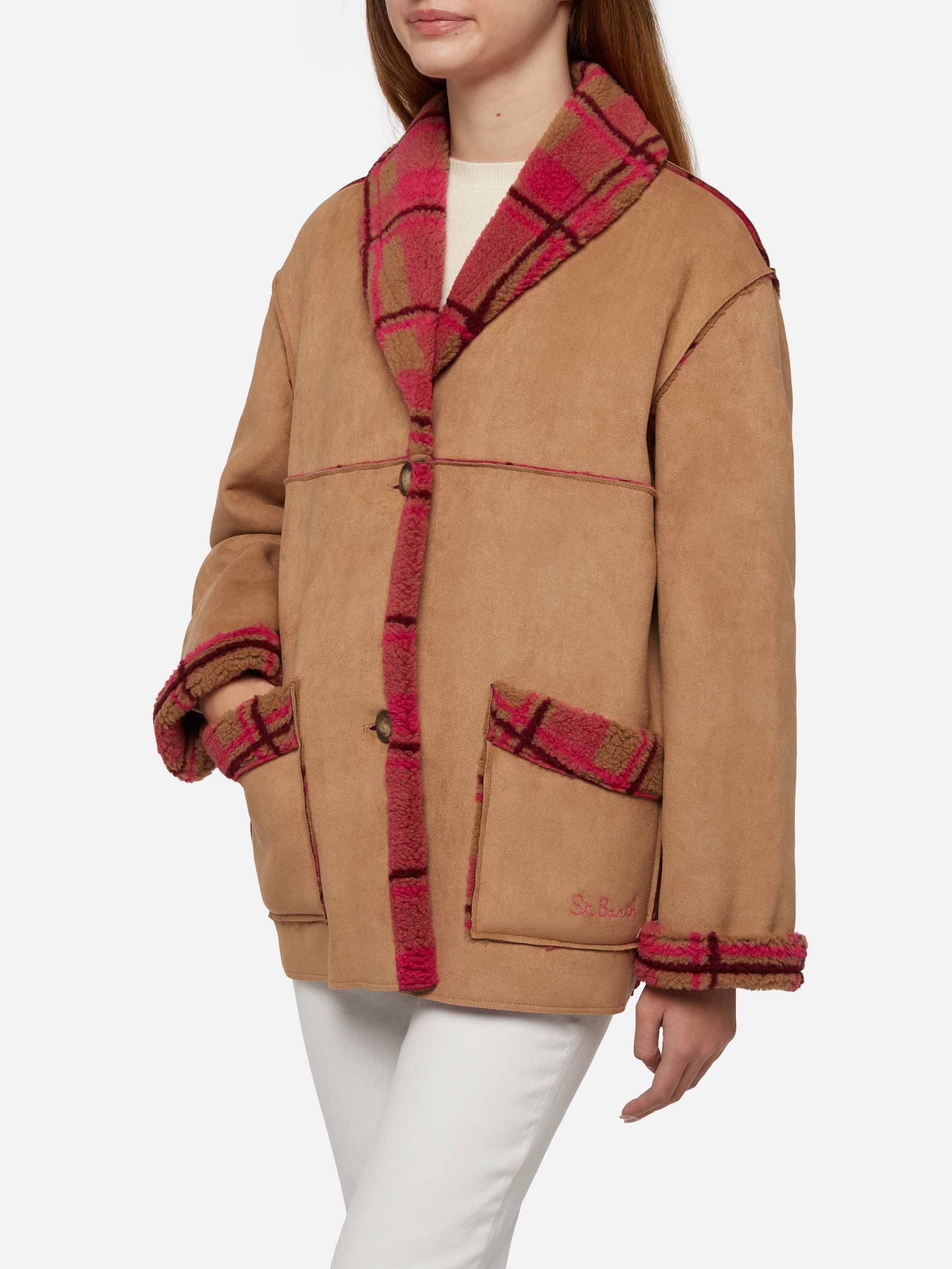 mc2-saint-barth-dorys-giacca-reversibile-effetto-shearling-stampa-tartan-oversiz image 1