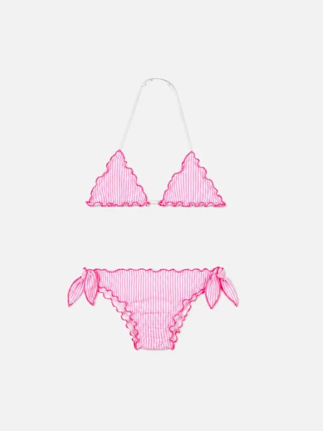 mc2-saint-barth-bikini-bambina-triangolo-seersucker-righe-rosa-bianco image 1