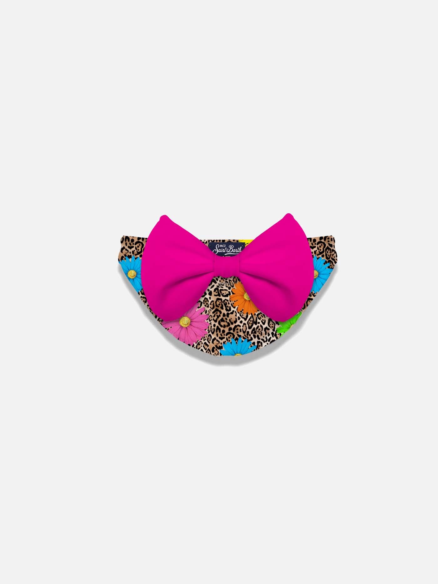 mc2-saint-barth-slip-bambina-margherite-su-leopardato-con-fiocco-marrone image 1