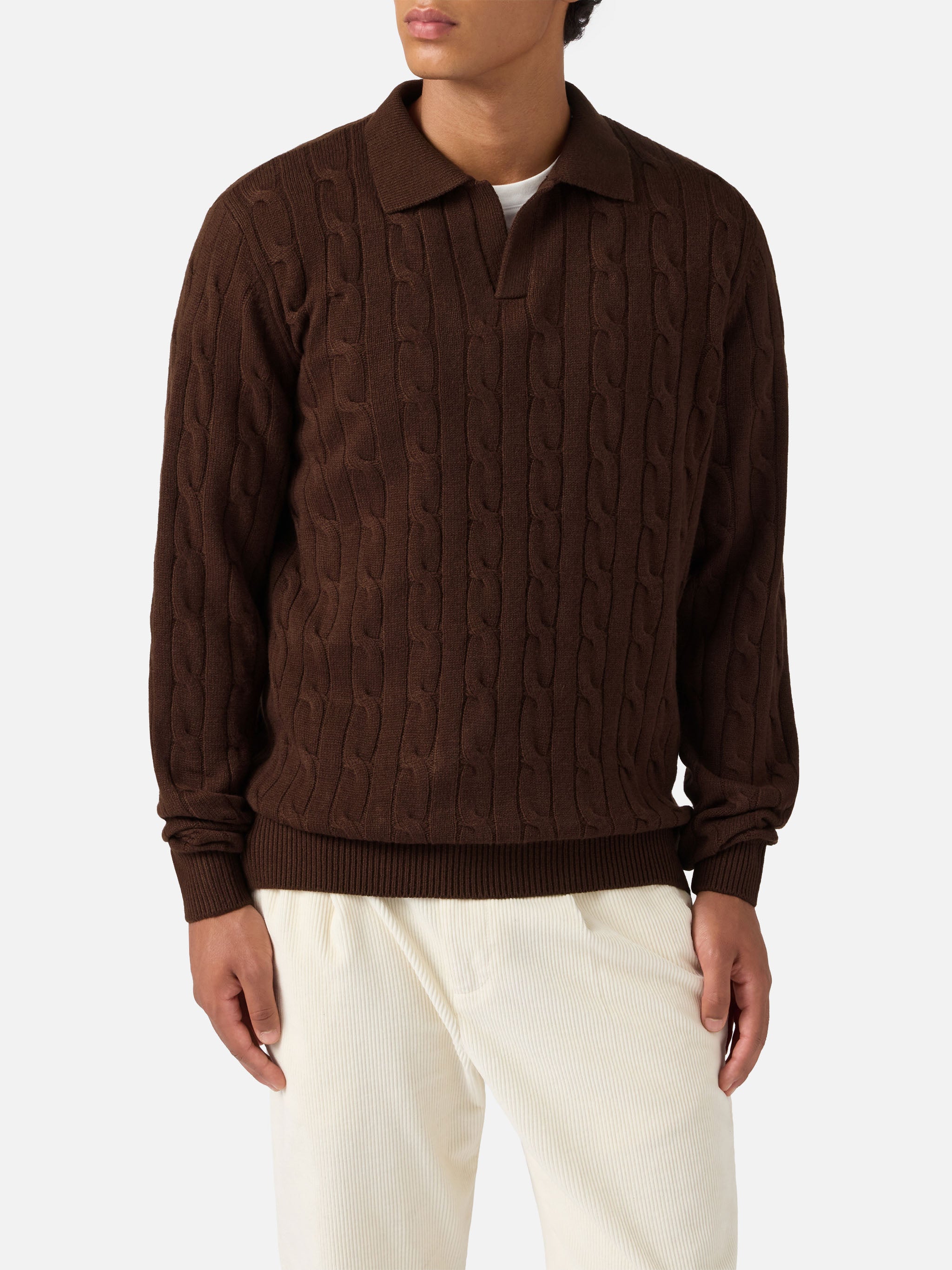 mc2-saint-barth-polo-in-maglia-downing-in-lana-marrone-da-uomo image 1