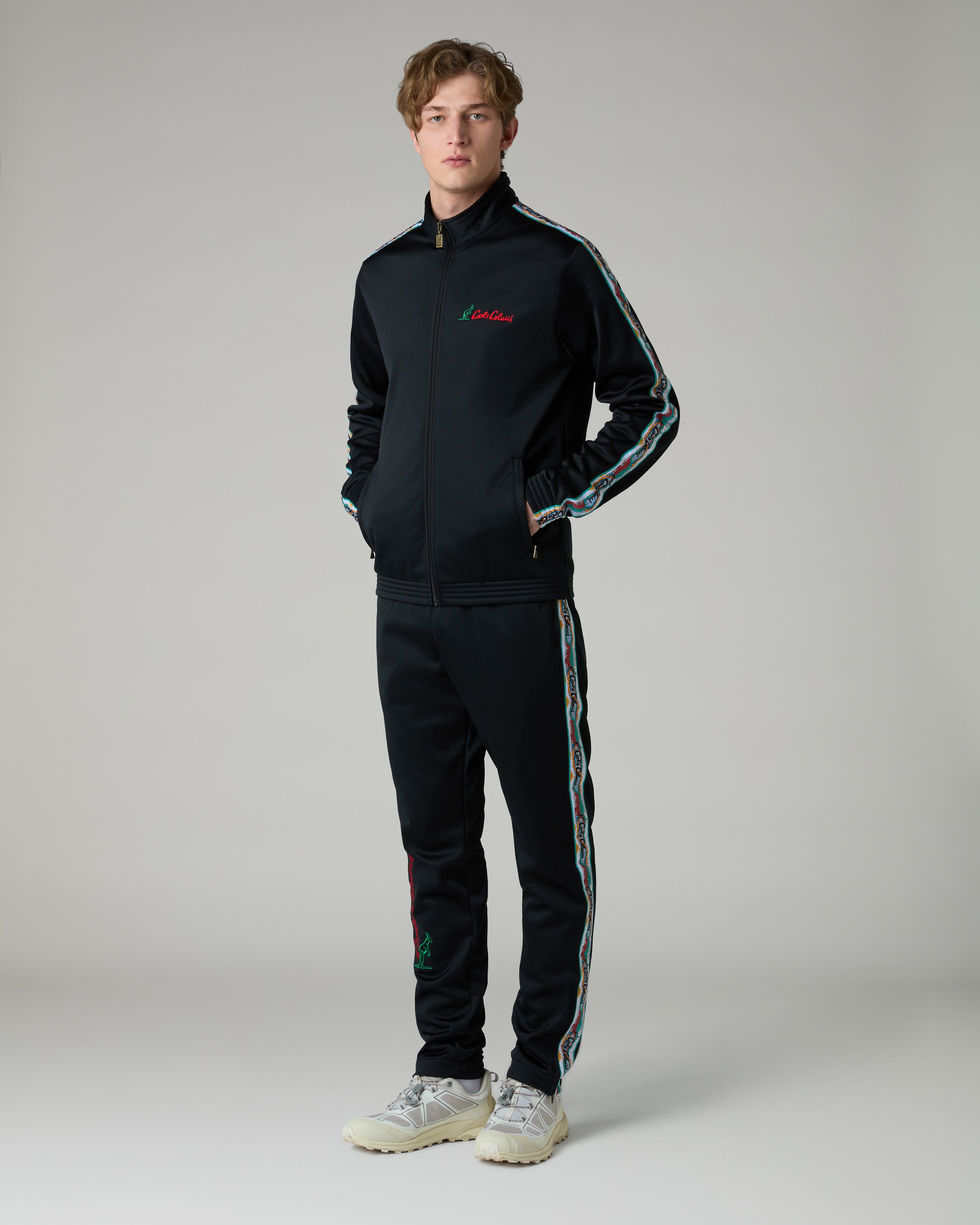 australian-x-carlo-colucci-color-tape-track-jacket-giacca-nera-acetato image 2