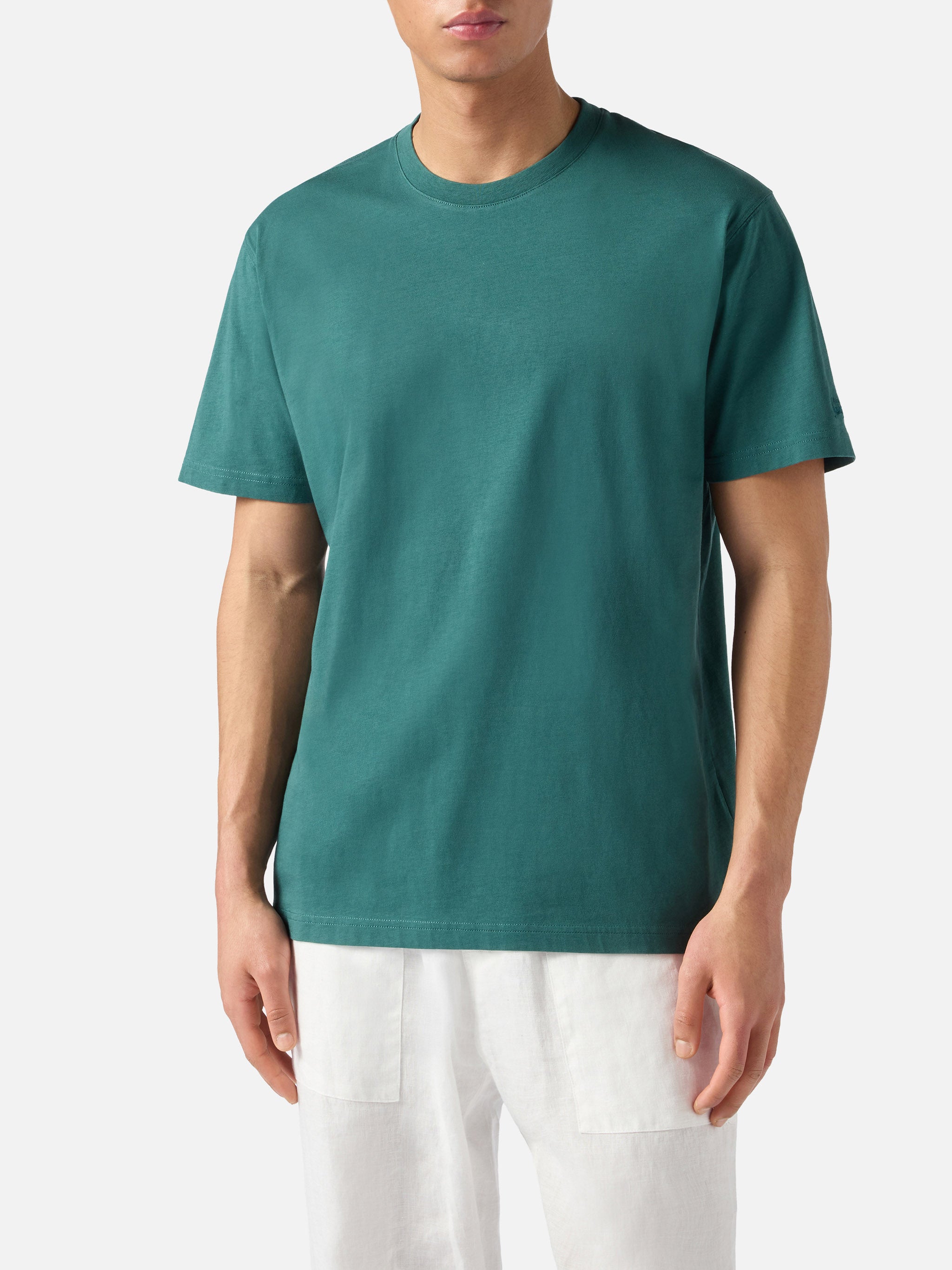 mc2-saint-barth-dover-t-shirt-uomo-verde-in-cotone-con-ricamo-logo image 2