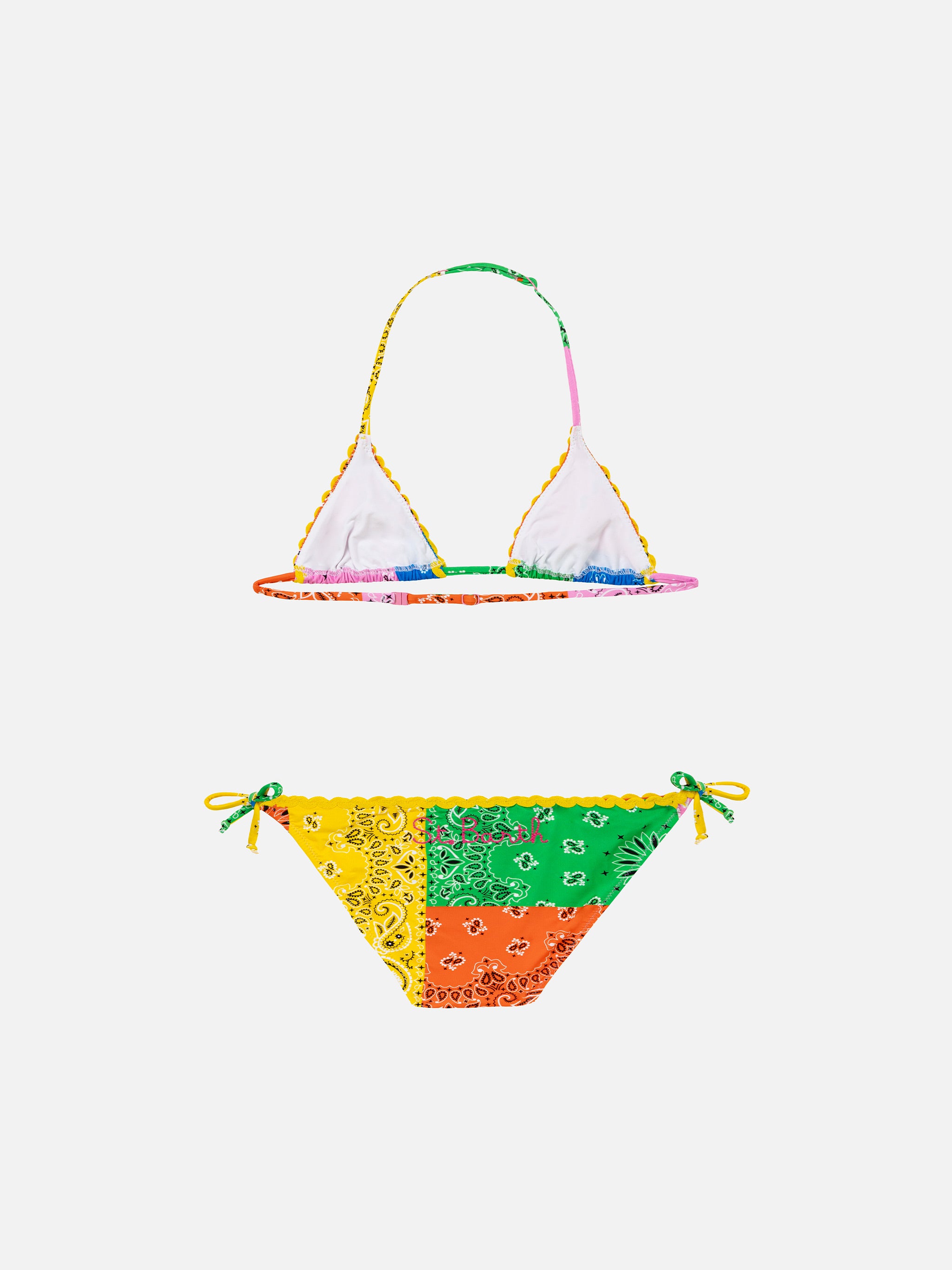 mc2-saint-barth-bikini-bambina-bandana-multicolore-con-slip-a-laccetti image 2