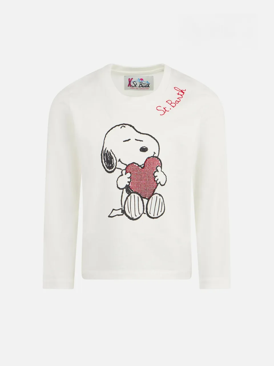 mc2-saint-barth-t-shirt-bambina-cotone-pesante-bianca-snoopy-strass-edizione-spe image 1