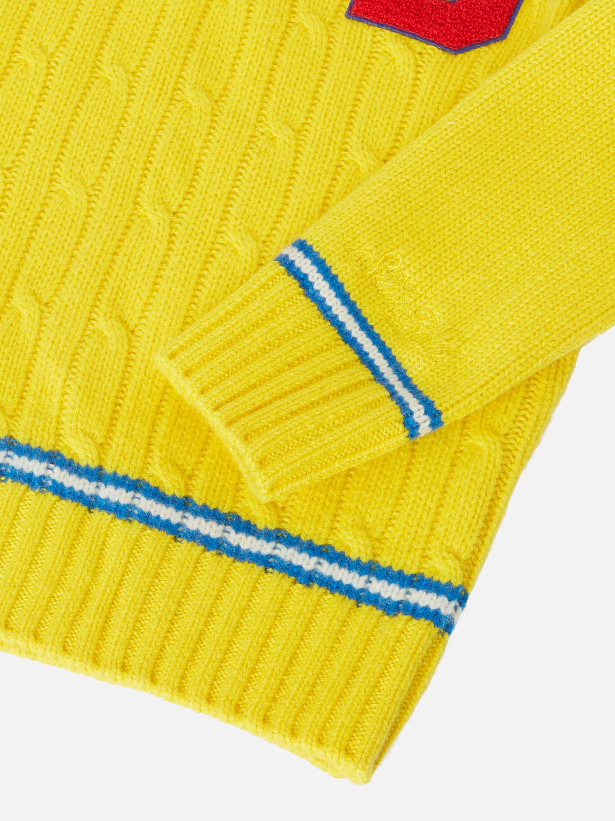 mc2-saint-barth-maglione-roger-jr-bambino-a-trecce-giallo-misto-cashmere-patch-s image 4