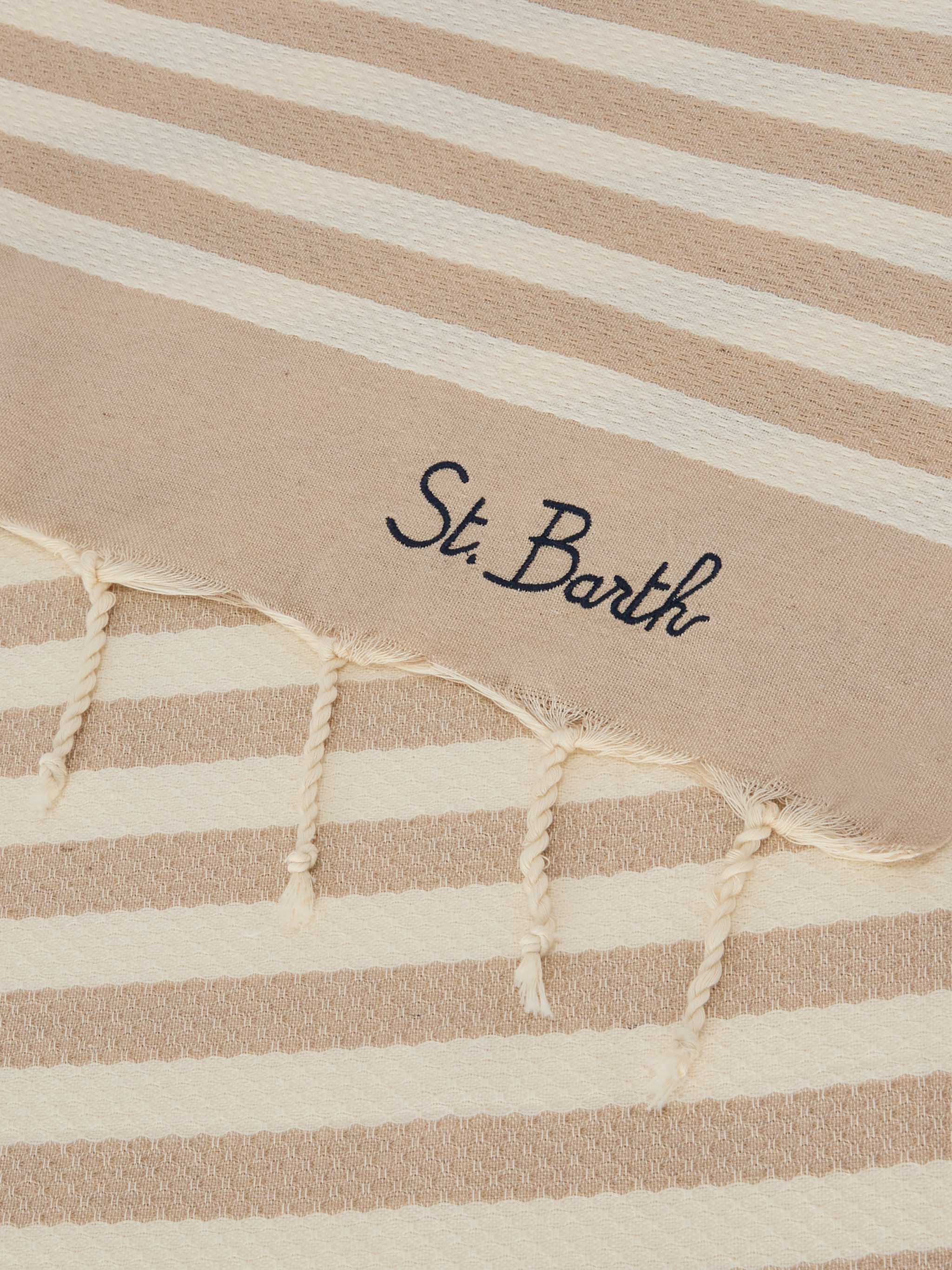 mc2-saint-barth-foutas-telo-mare-a-righe-beige-e-bianco-in-cotone-jacquard image 4