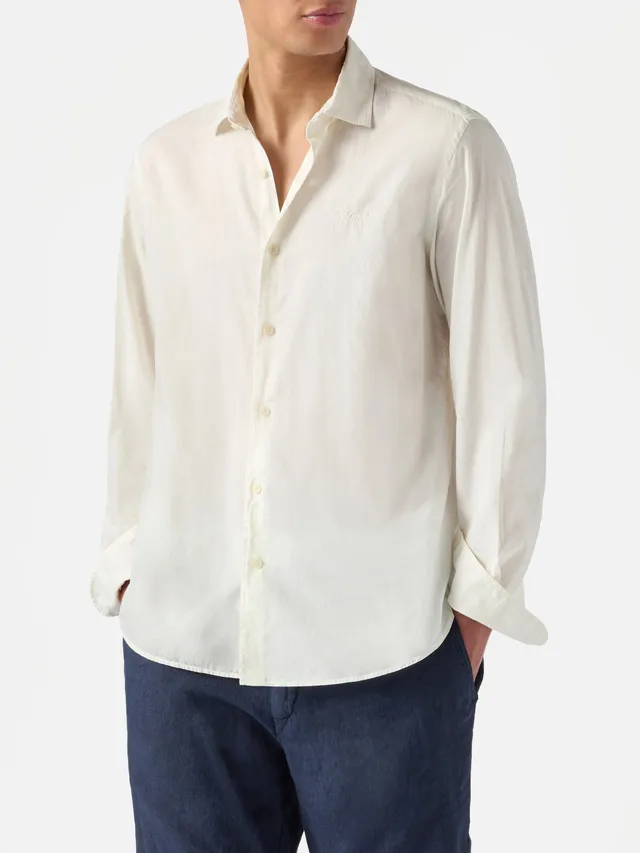 mc2-saint-barth-camicia-chemise-in-puro-cotone-voile-panna-da-uomo image 1