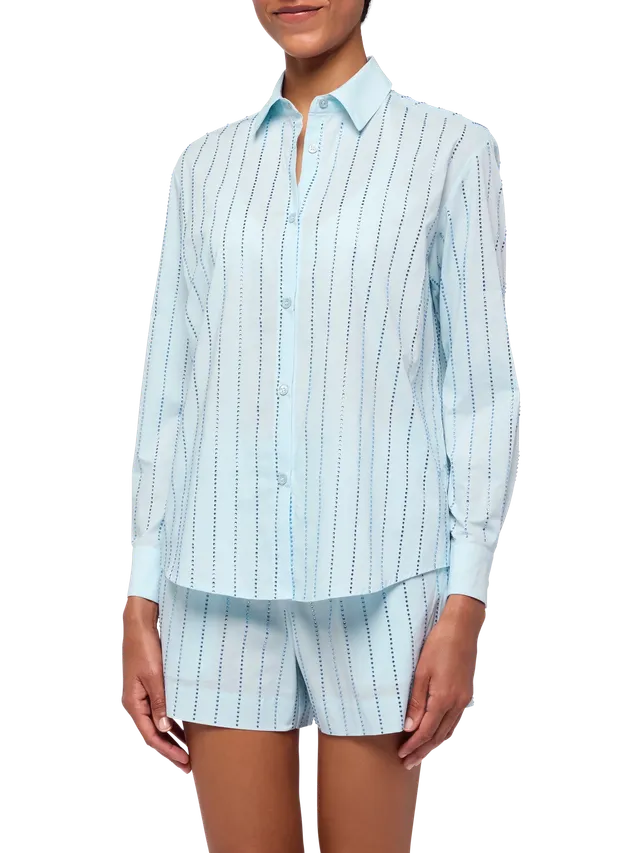 mc2-saint-barth-camicia-donna-meredith-popeline-cotone-blu-con-strass image 1