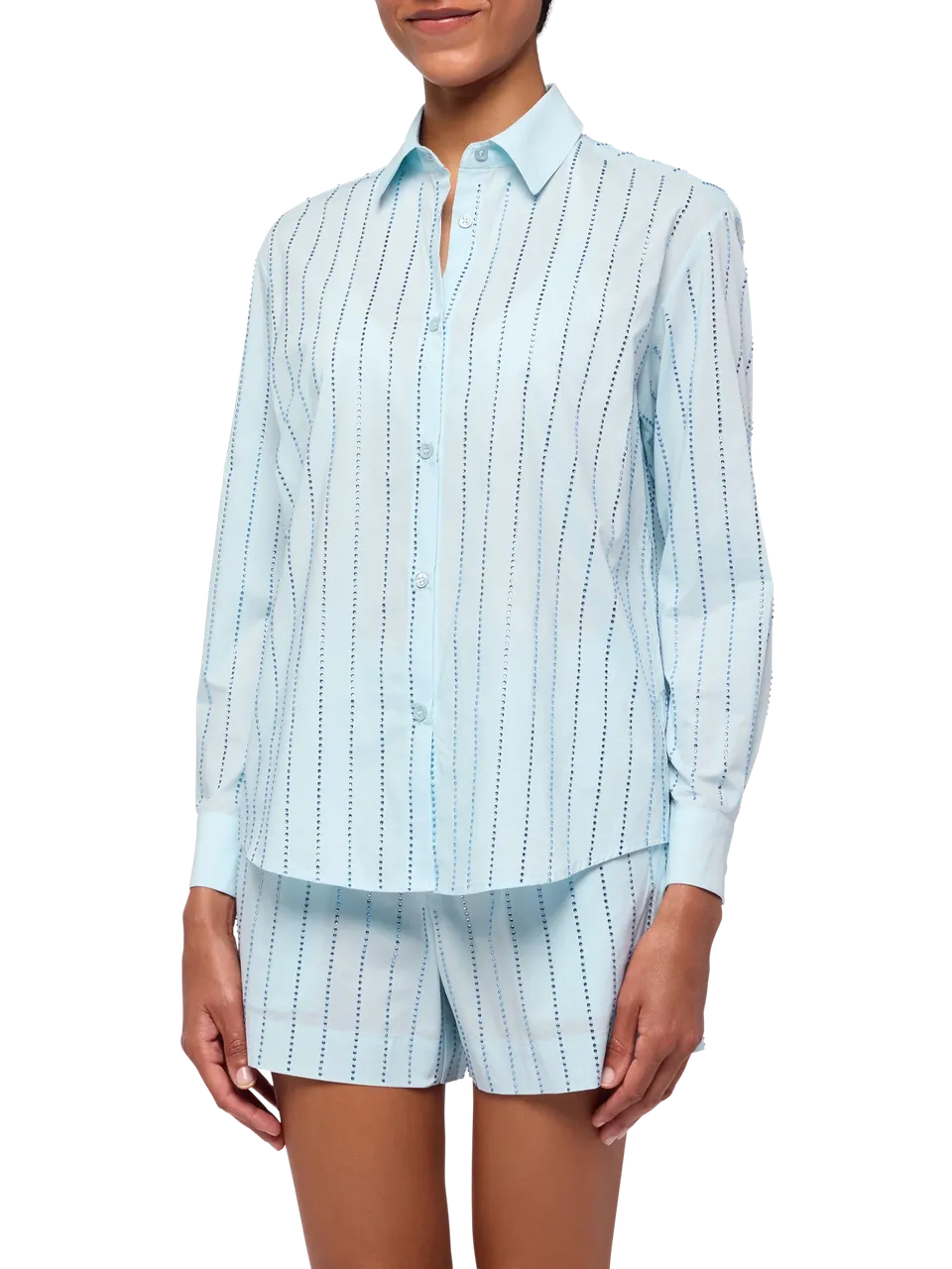 mc2-saint-barth-camicia-donna-meredith-popeline-cotone-blu-con-strass image 1