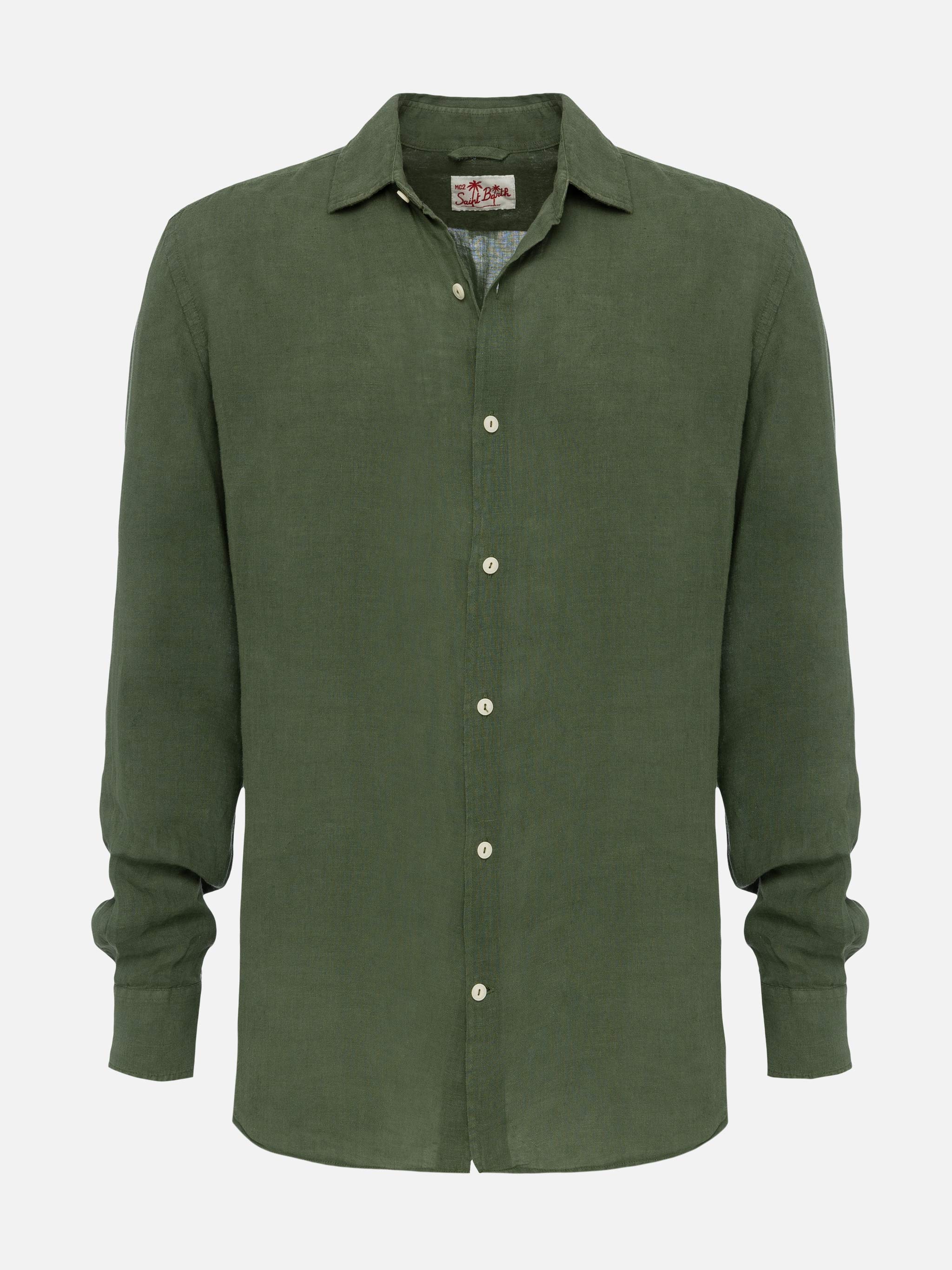 mc2-saint-barth-pamplona-camicia-uomo-in-lino-verde-militare image 4