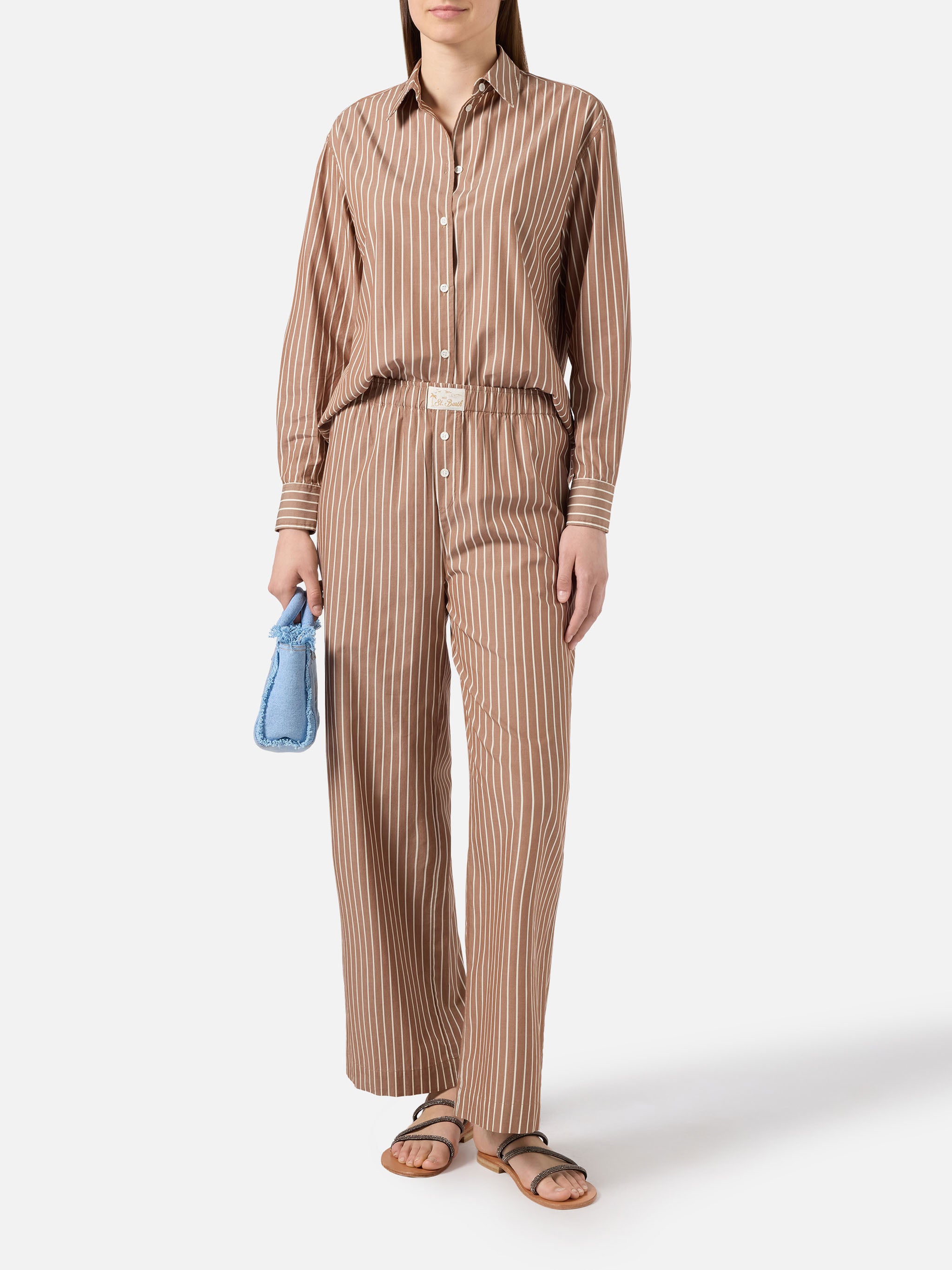 mc2-saint-barth-pantaloni-doha-popeline-a-righe-beige-donna image 2