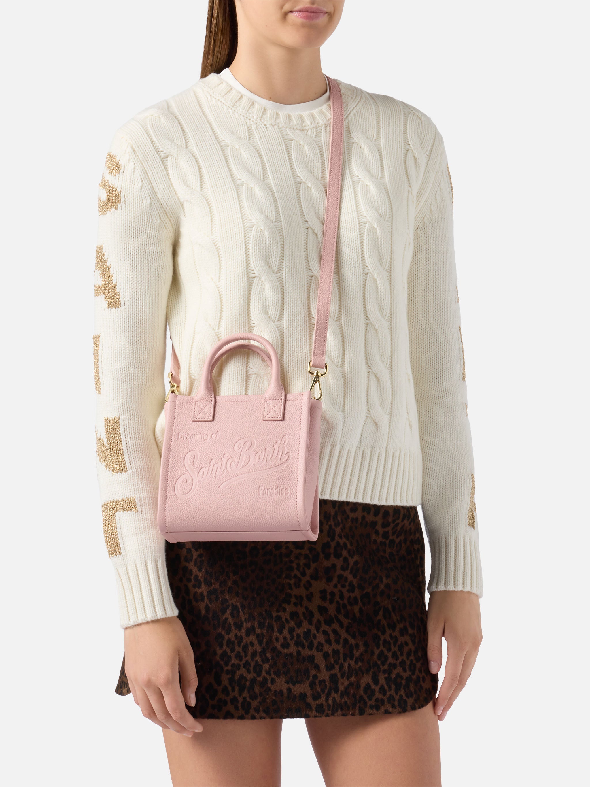 mc2-saint-barth-borsa-vanity-mini-rosa-pelle-martellata image 2