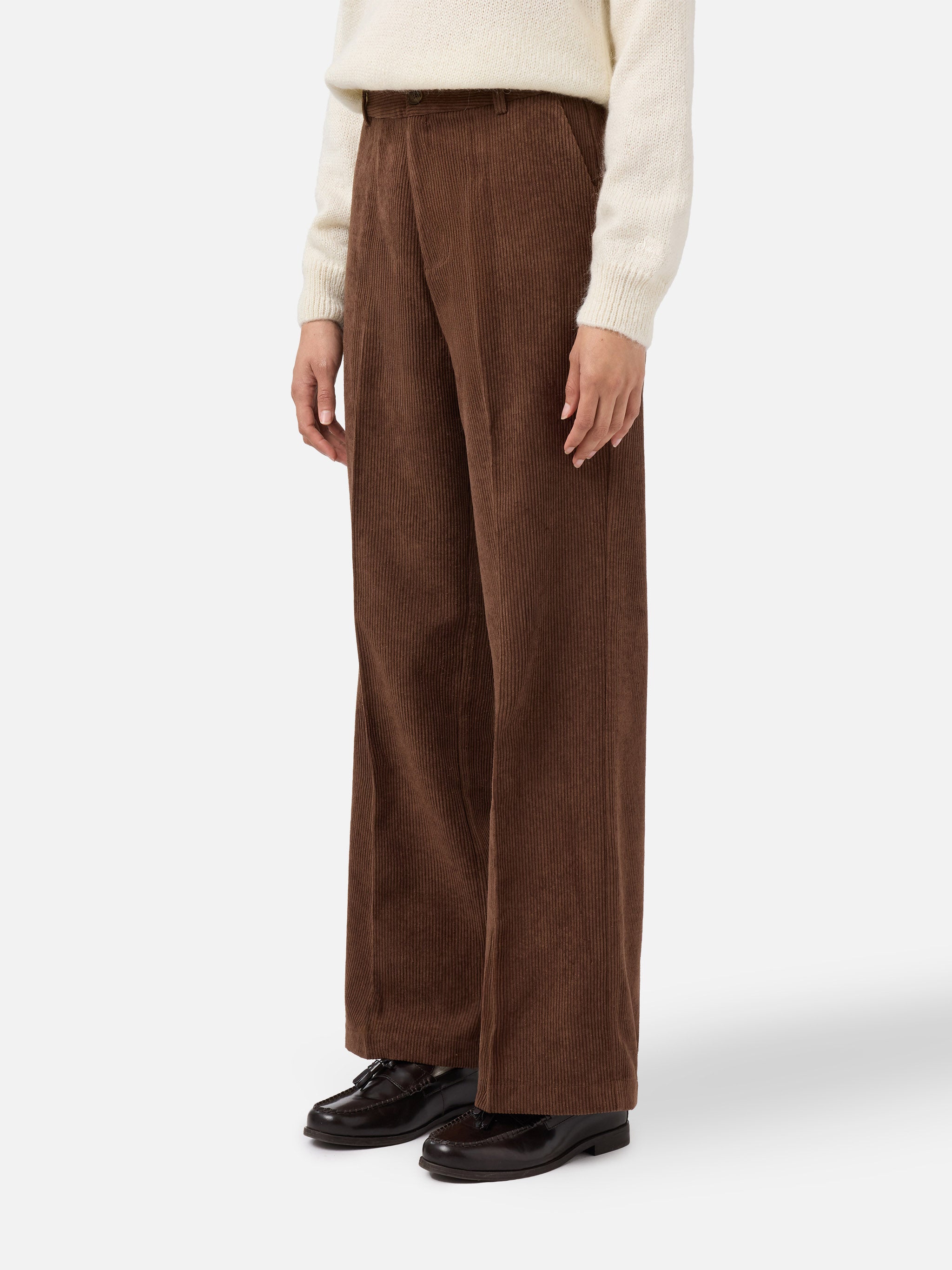 mc2-saint-barth-pantaloni-a-gamba-ampia-rebella-in-corduroy-marrone-donna image 1