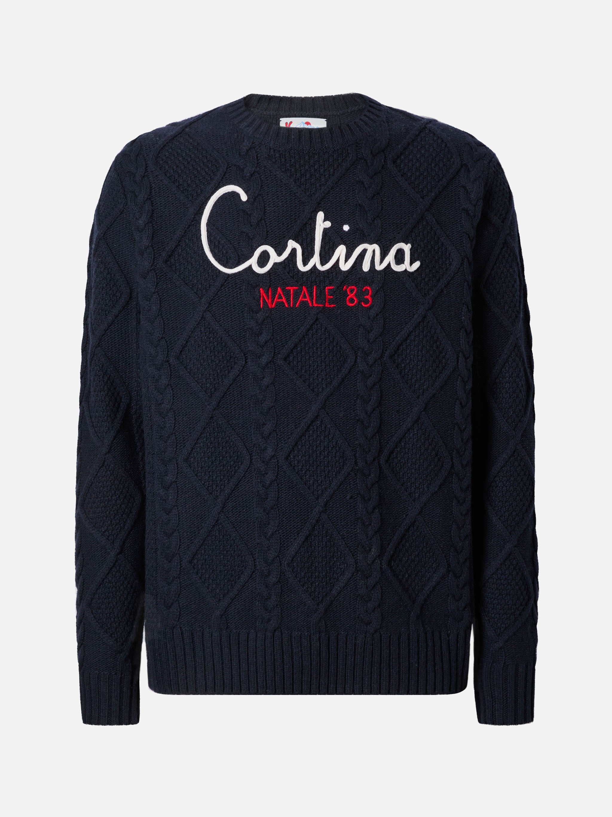 mc2-saint-barth-bergen-tricot-maglione-uomo-blu-treccia-ricamo-cortina-natale-83 image 5